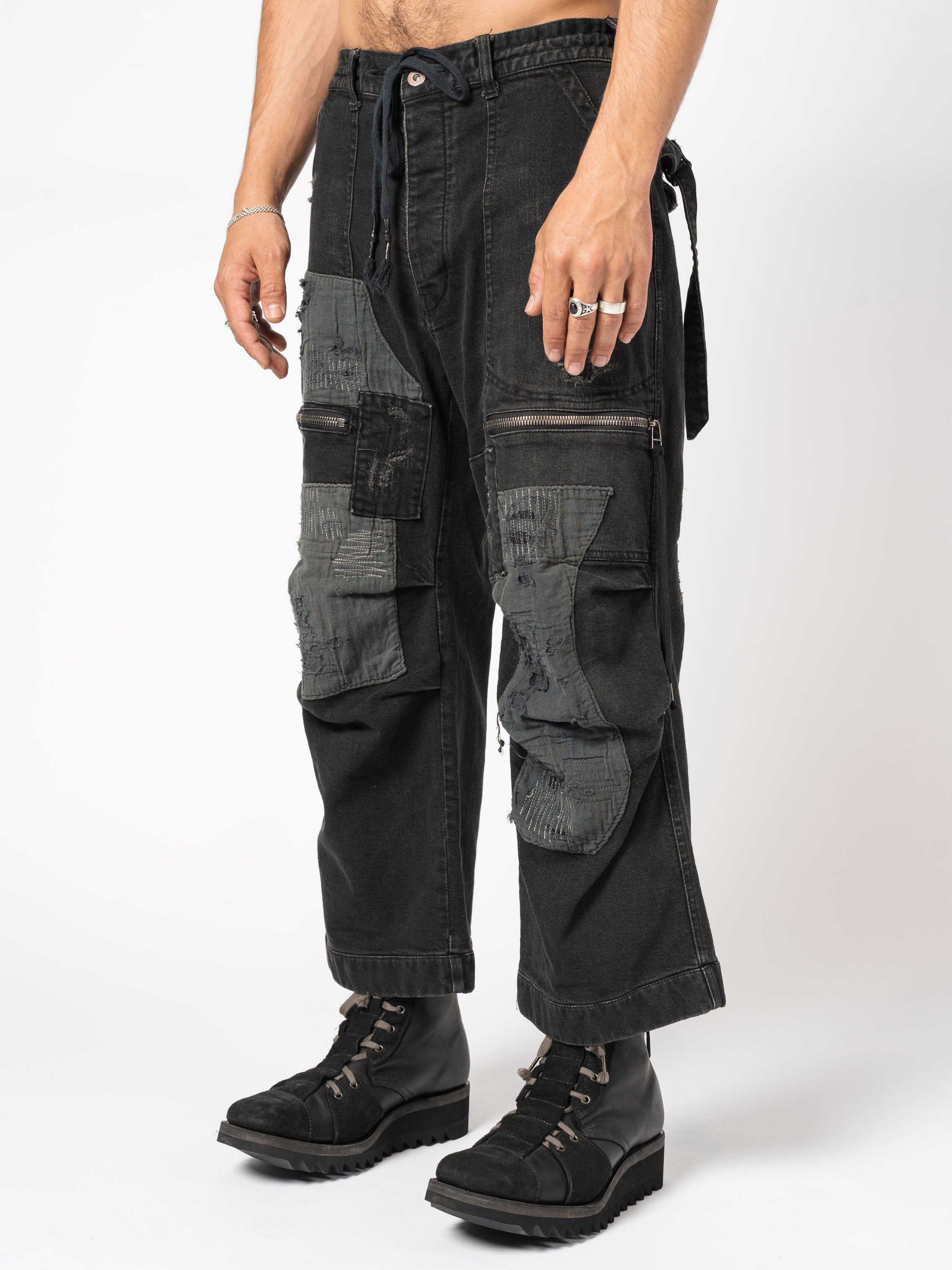 Patchwork Utility Denim Pants - INN7