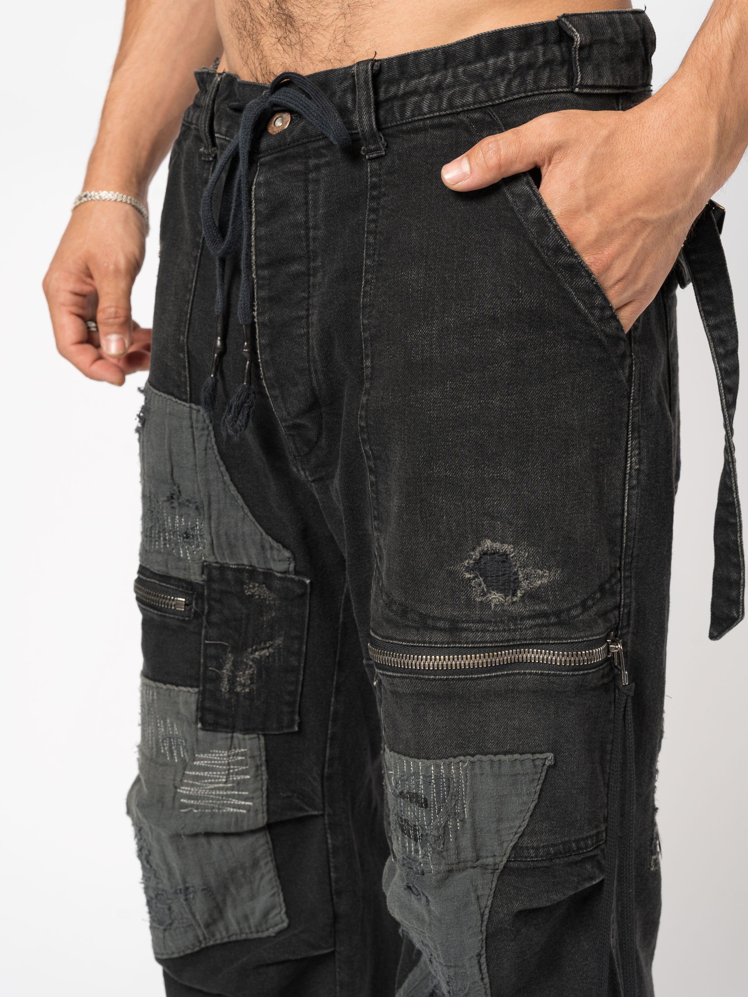Patchwork Utility Denim Pants - INN7