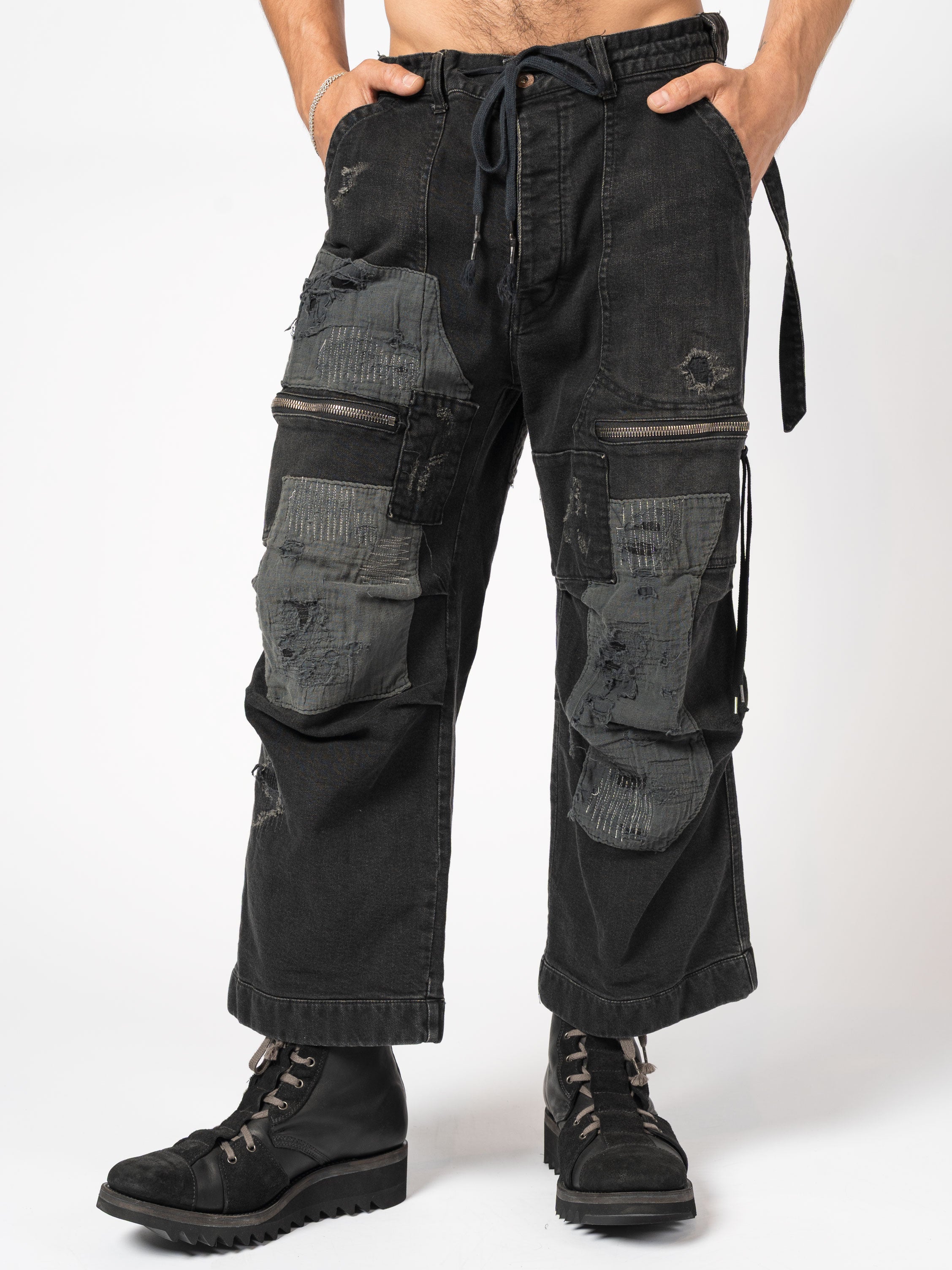 Patchwork Utility Denim Pants - INN7
