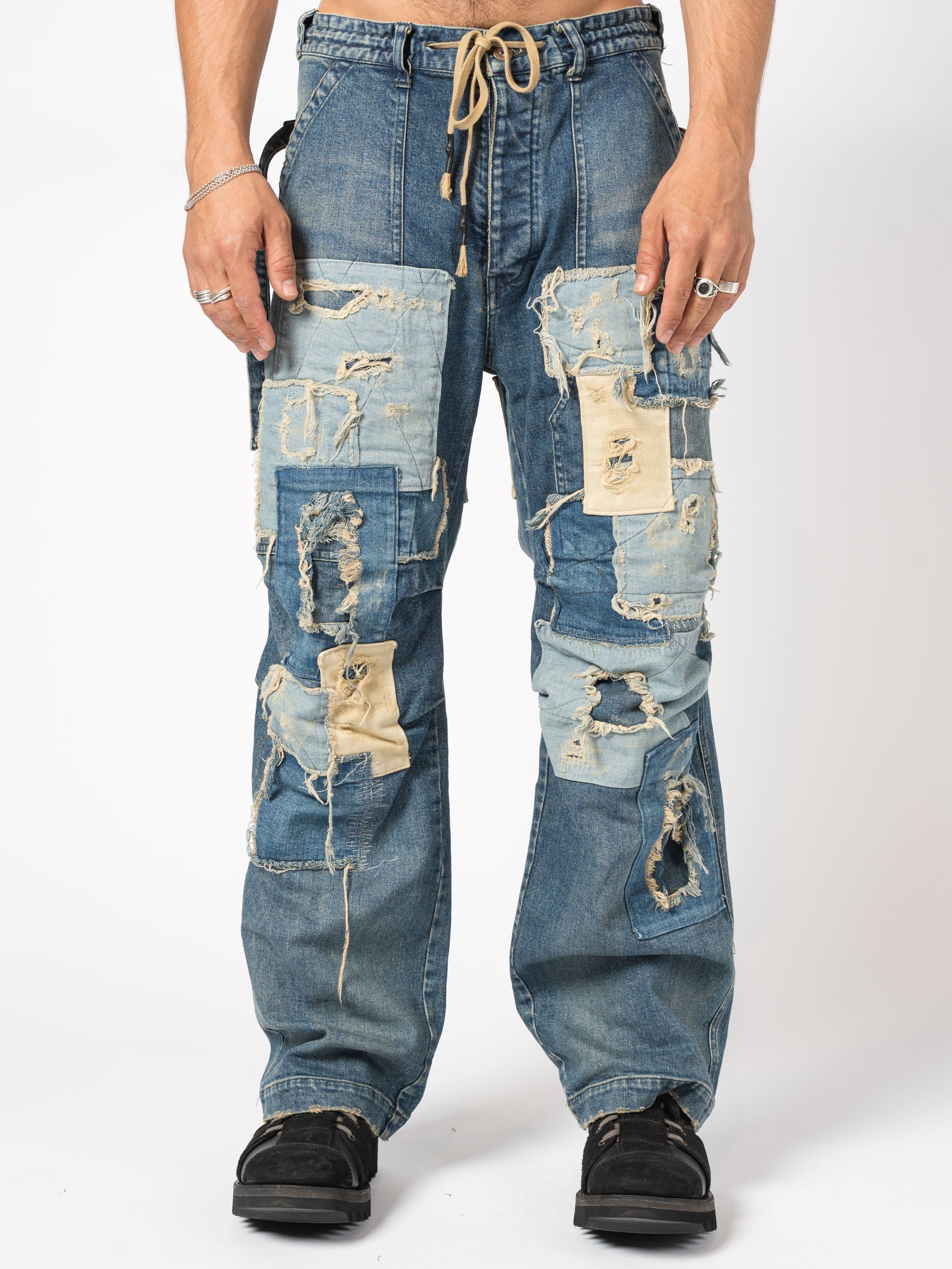 Patchwork Utility Denim Pants - INN7