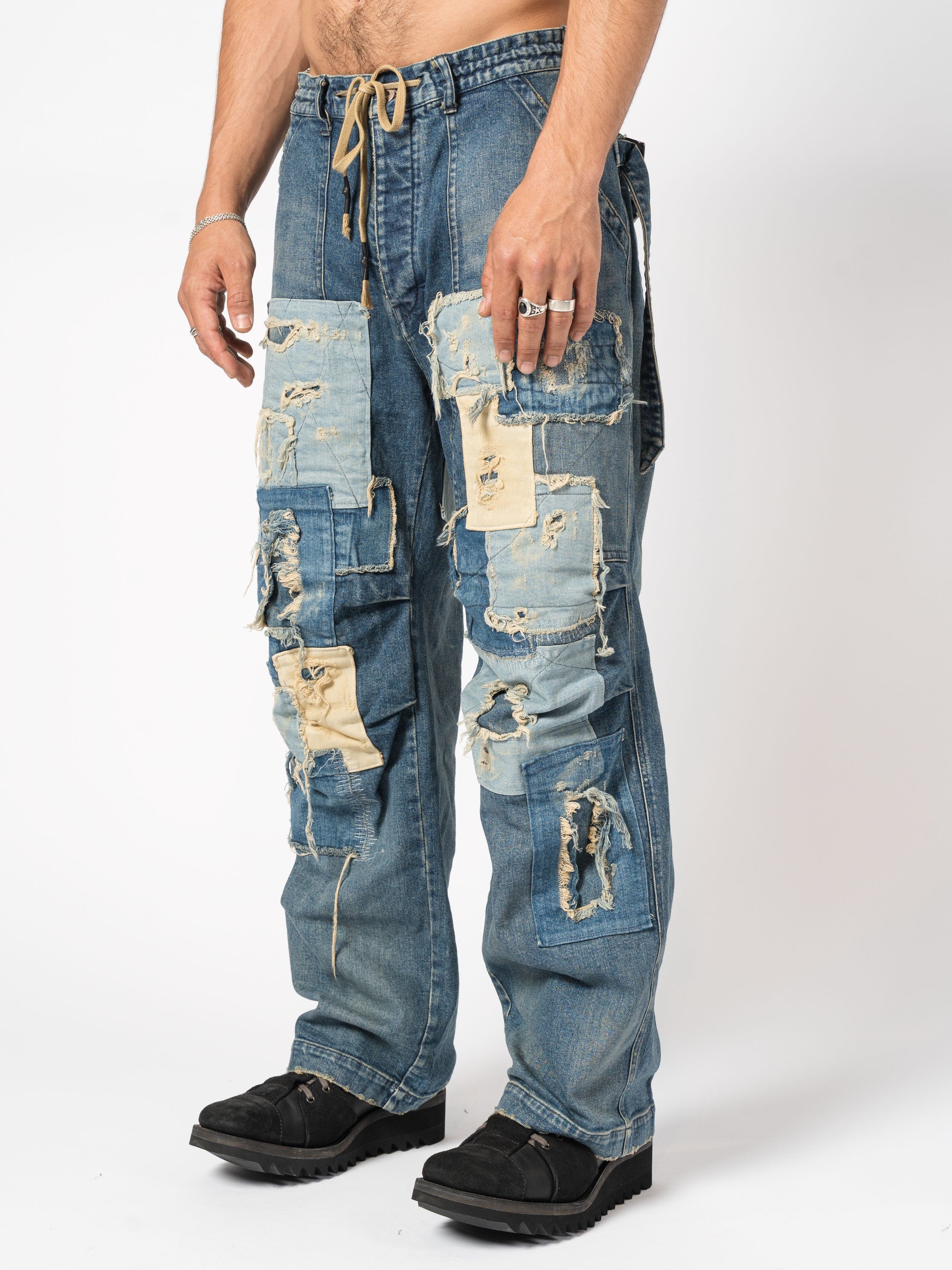 Patchwork Utility Denim Pants - INN7