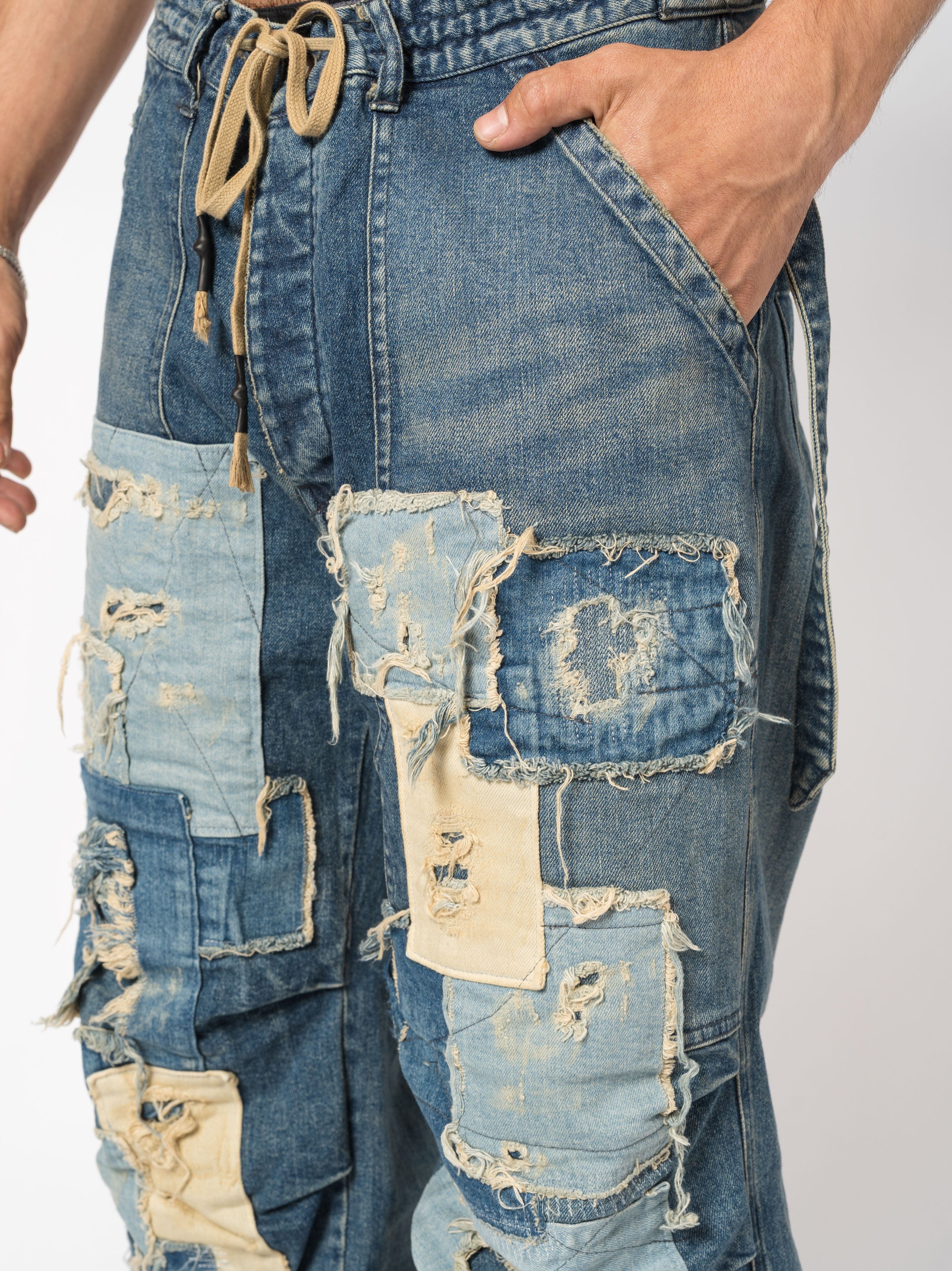 Patchwork Utility Denim Pants - INN7