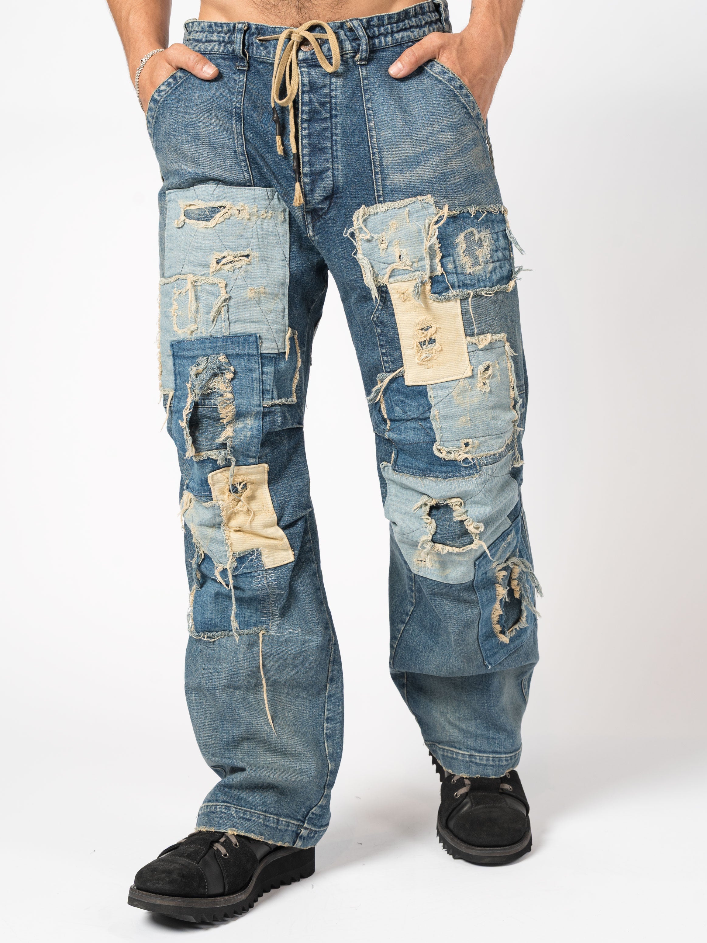 Patchwork Utility Denim Pants - INN7
