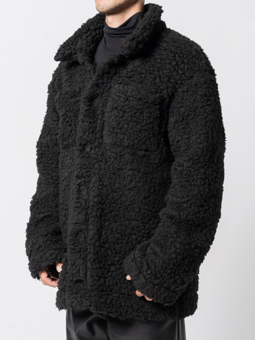 Wool Blend Textured Coat