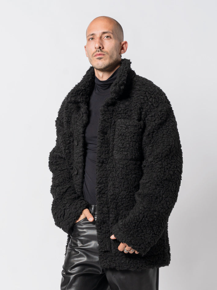 Wool Blend Textured Coat
