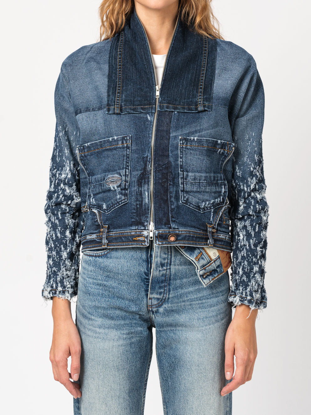 Washed Patchwork Denim Jacket - INN7