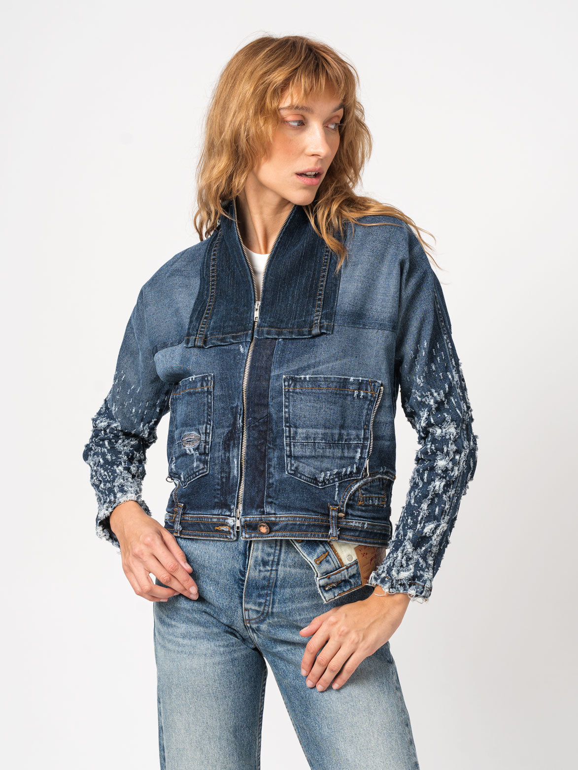 Washed Patchwork Denim Jacket - INN7