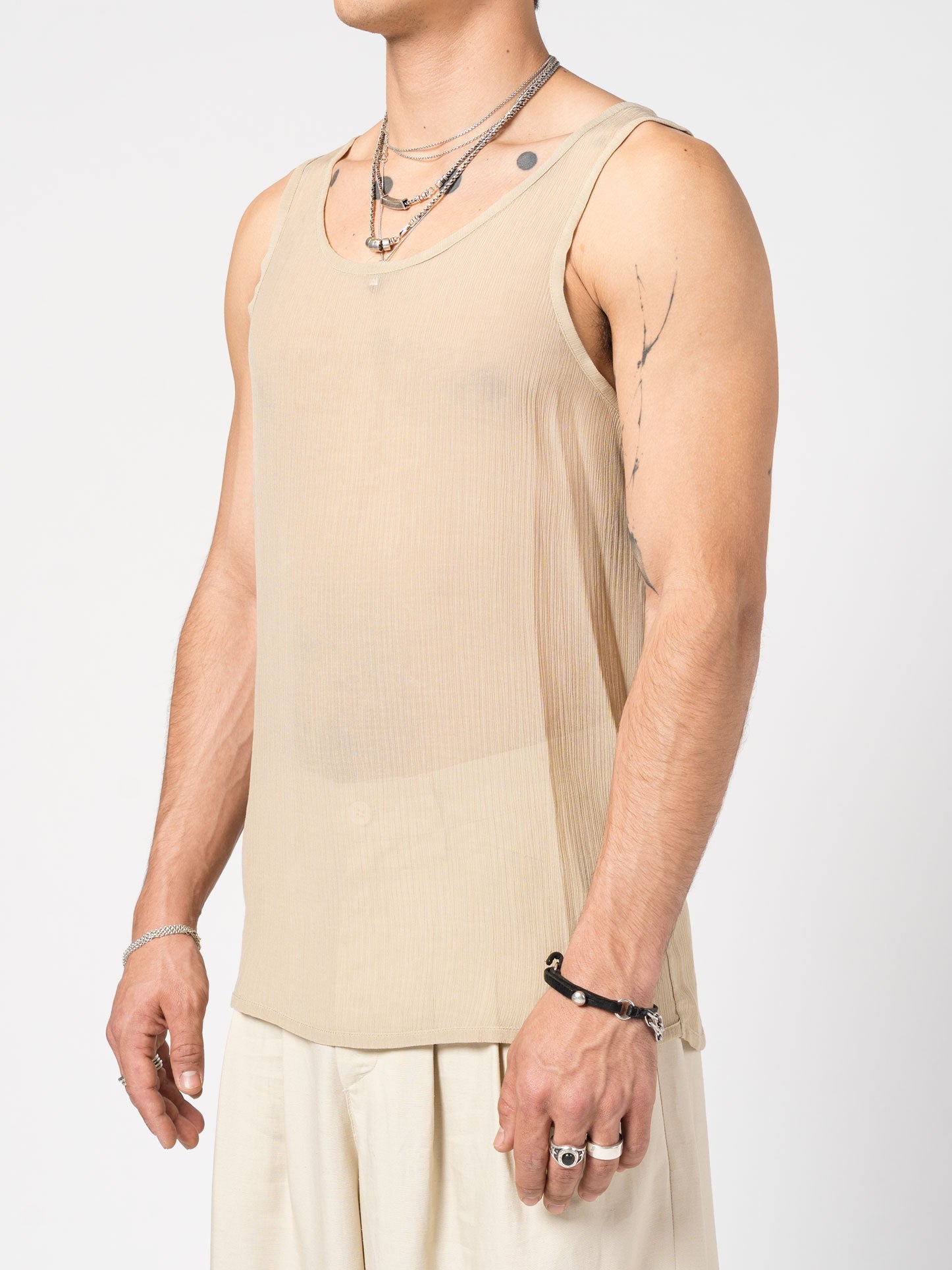 Sheer Textured Tank Top - INN7