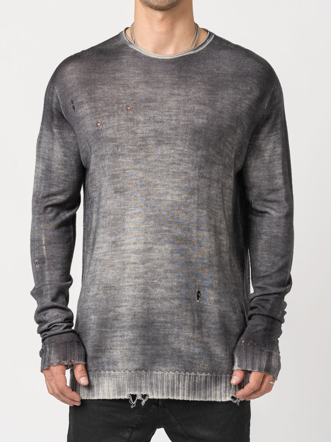Destroyed Thin Wool Sweater - INN7