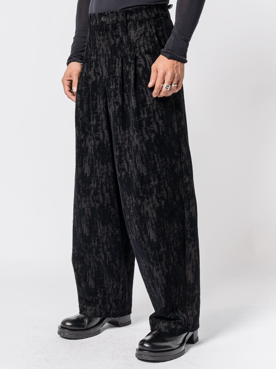 Textured Wide-Leg Trousers