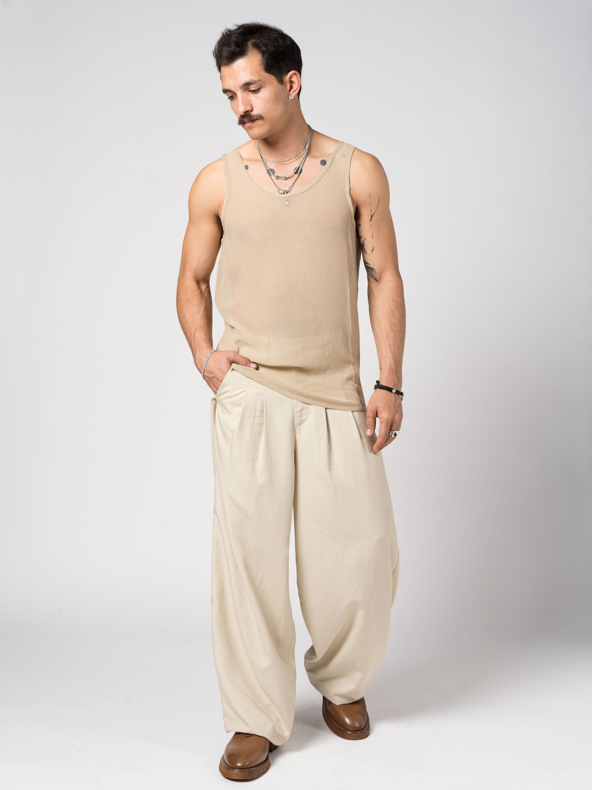 Sheer Textured Tank Top - INN7