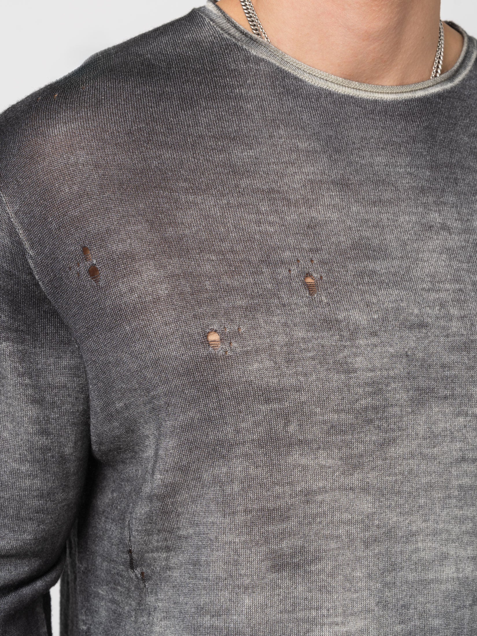 Destroyed Thin Wool Sweater - INN7
