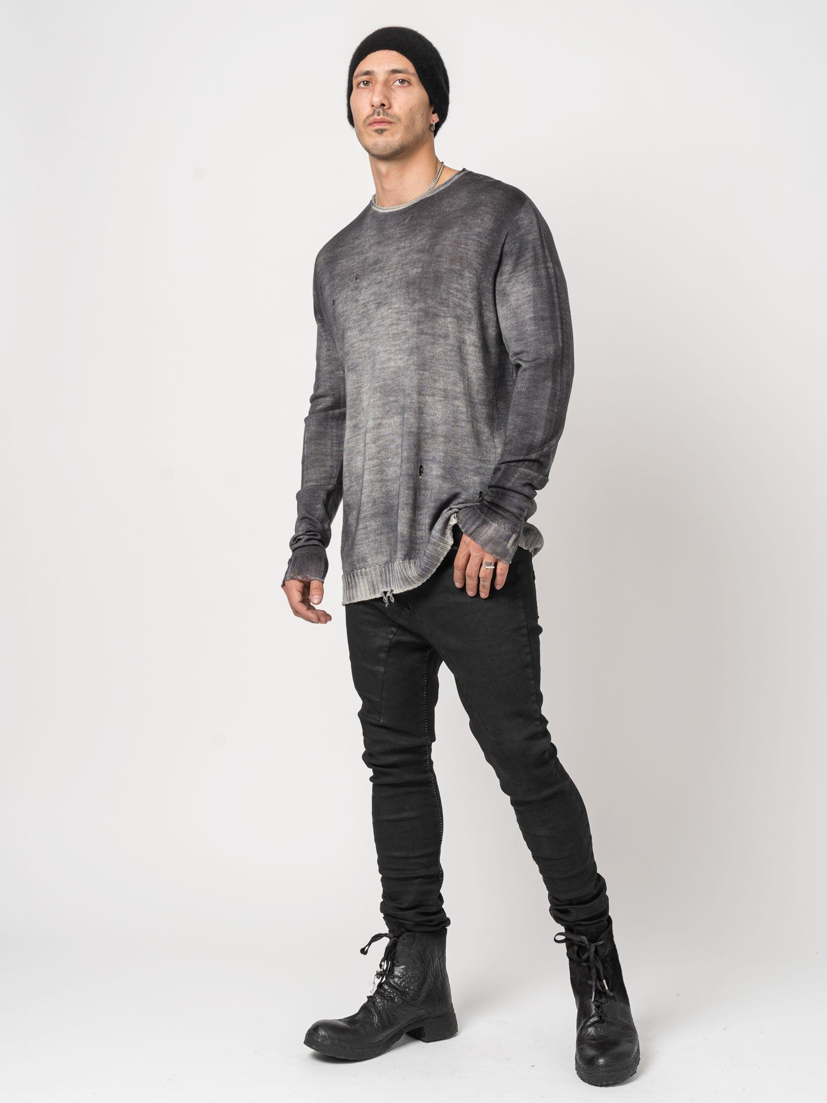 Destroyed Thin Wool Sweater - INN7