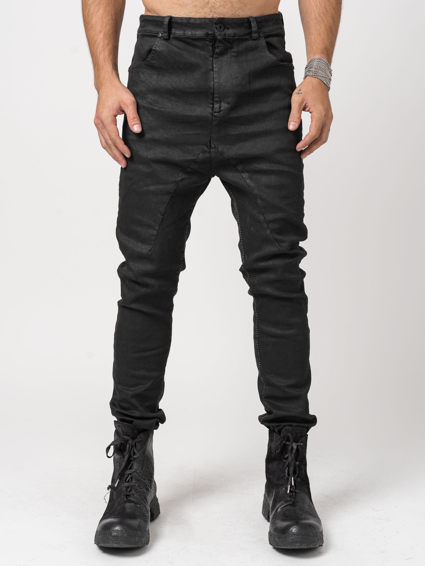 Low Crotch Jeans with Leather Effect - INN7