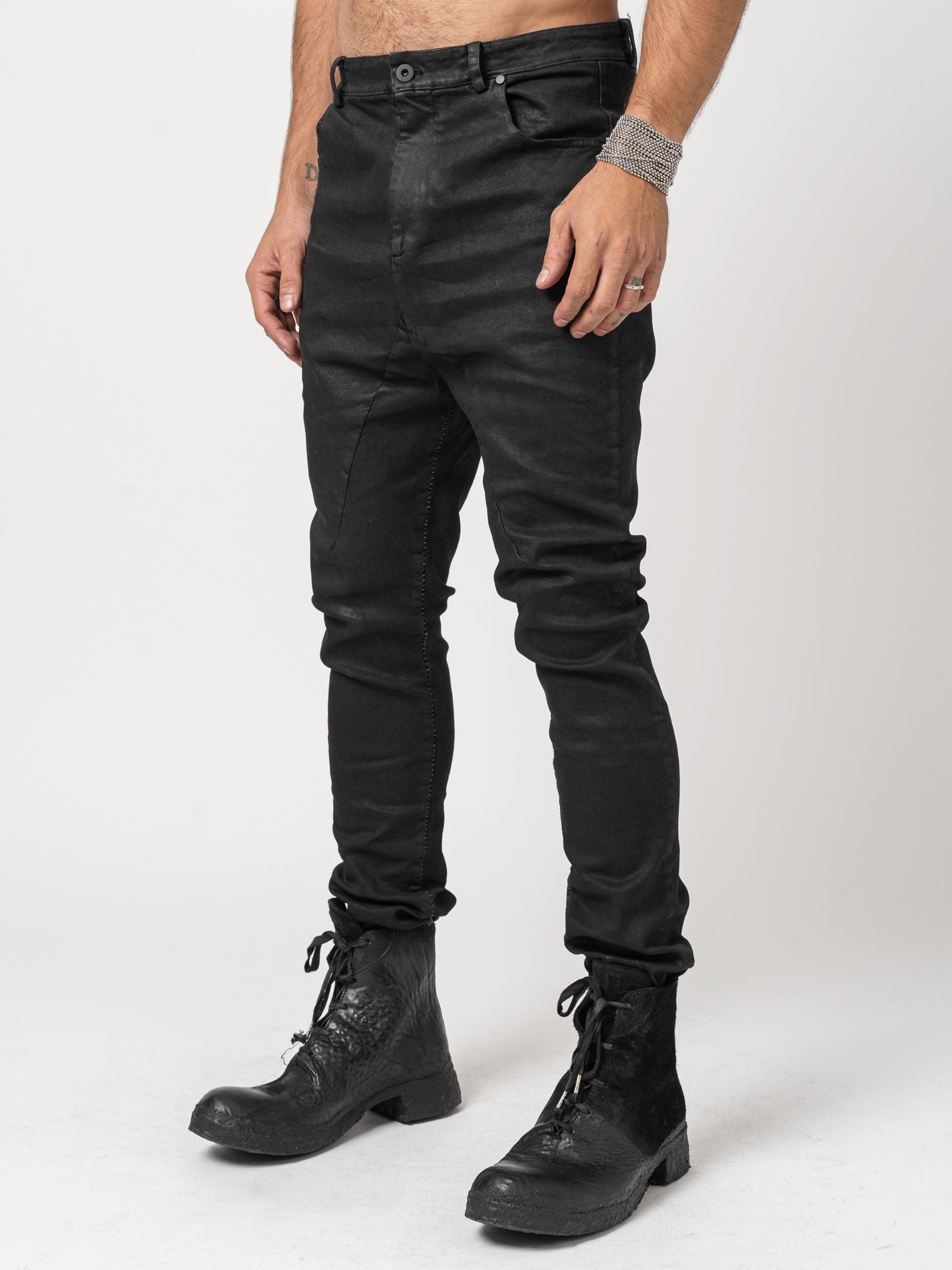 Low Crotch Jeans with Leather Effect - INN7