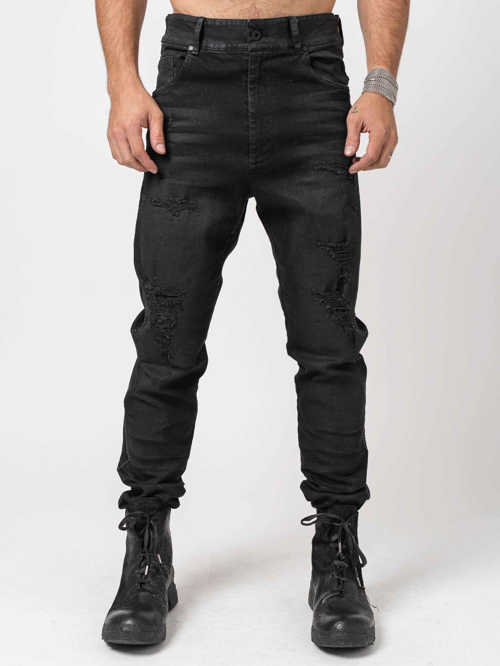 Low Crotch Jeans with Leather Effect - INN7