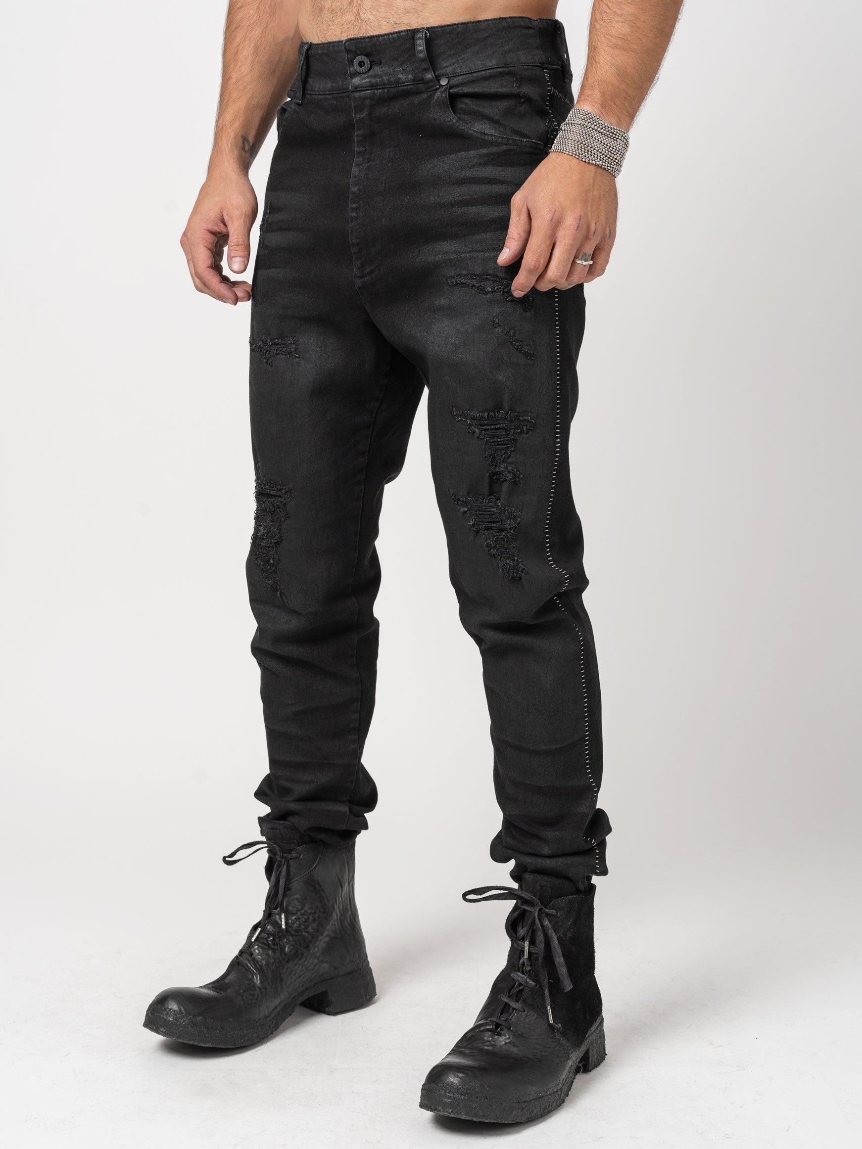 Low Crotch Jeans with Leather Effect - INN7