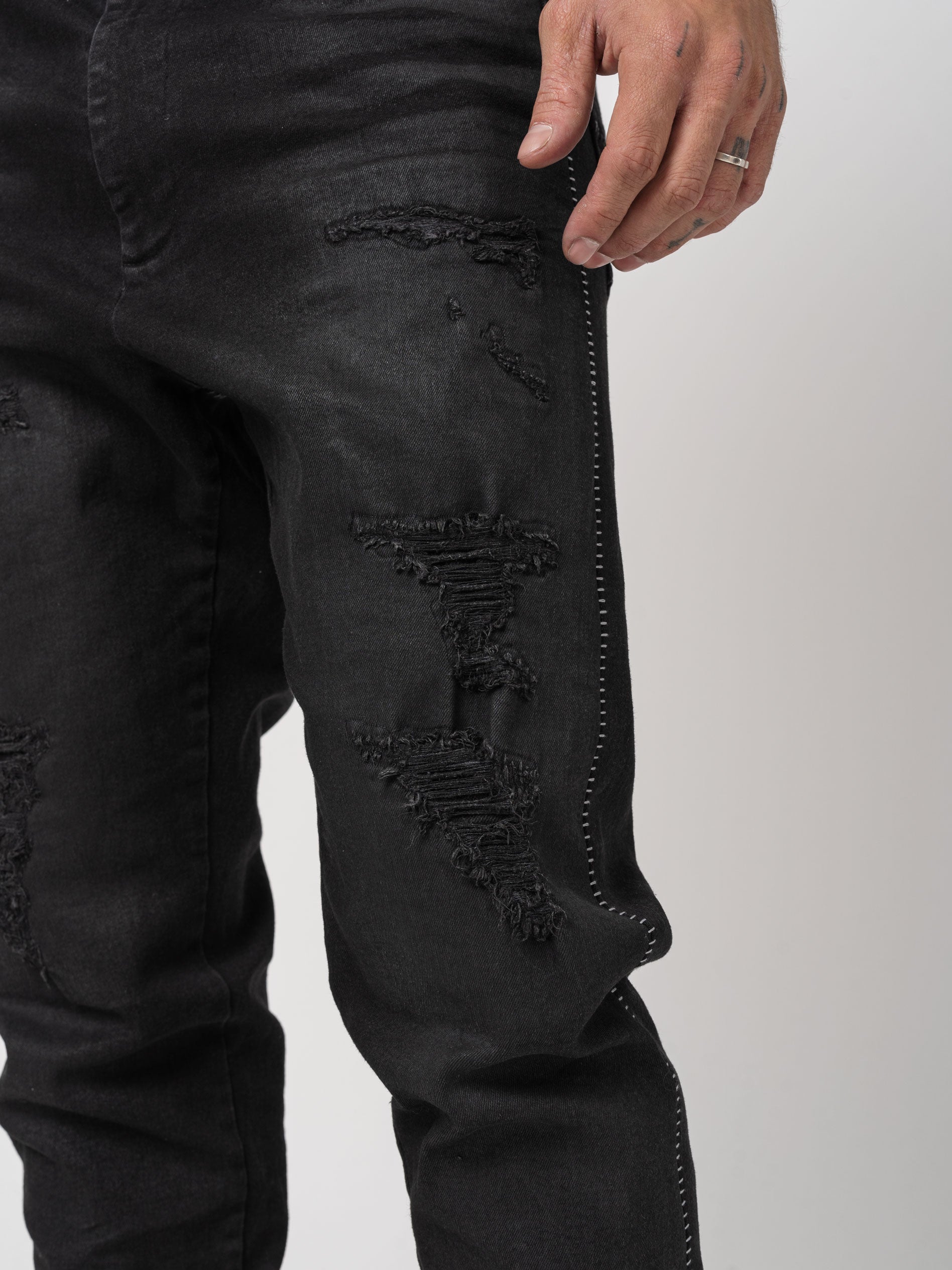 Low Crotch Jeans with Leather Effect - INN7