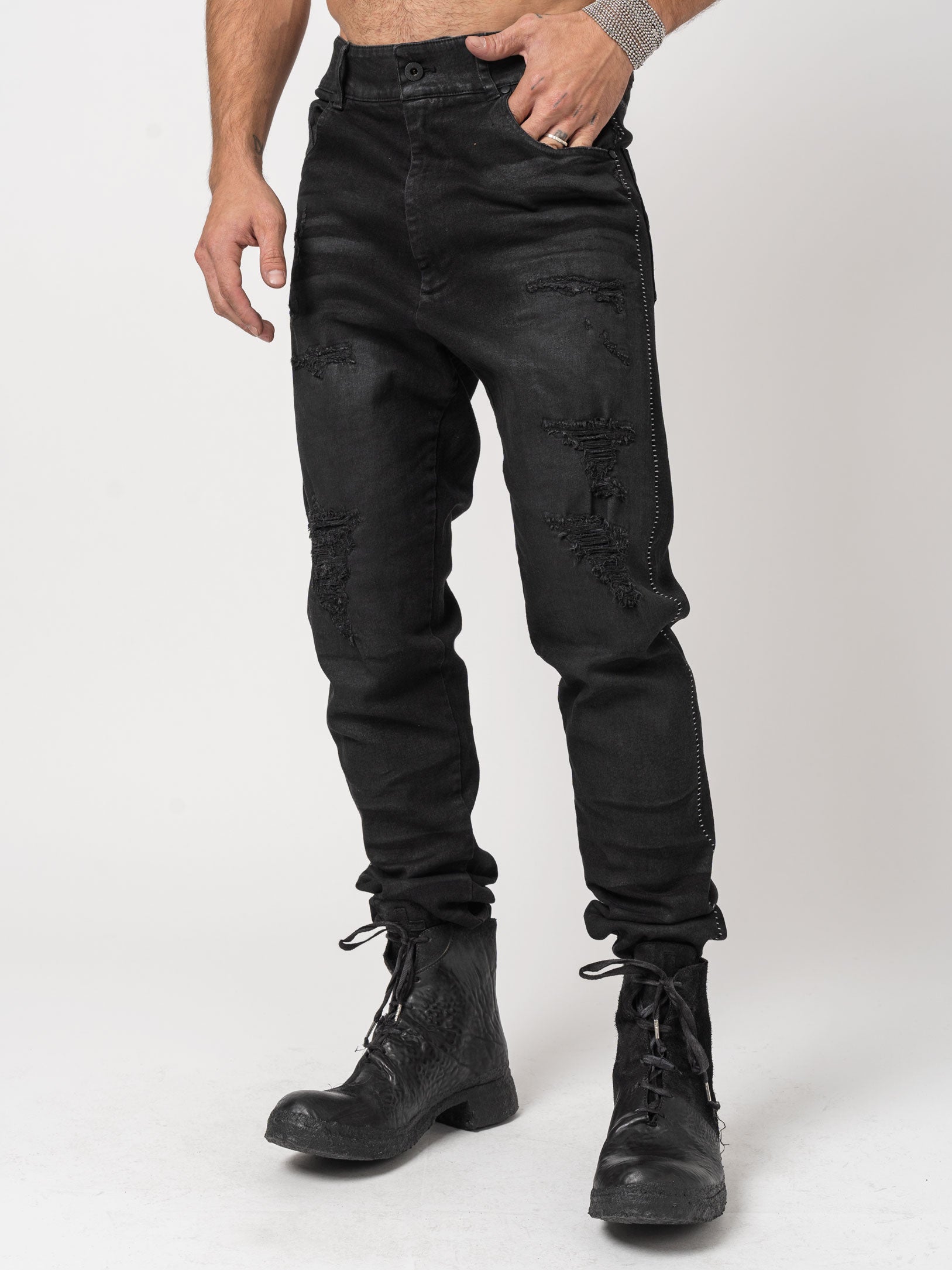 Low Crotch Jeans with Leather Effect - INN7