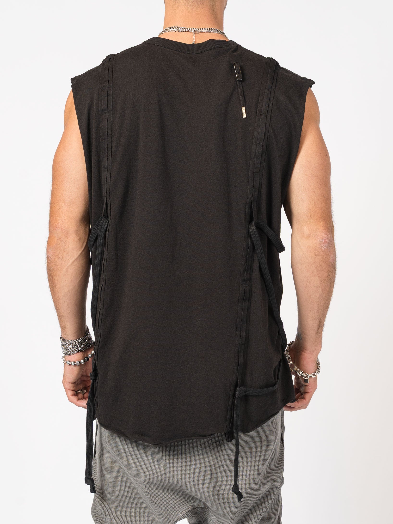 Sleeveless Top with Side Drawstrings