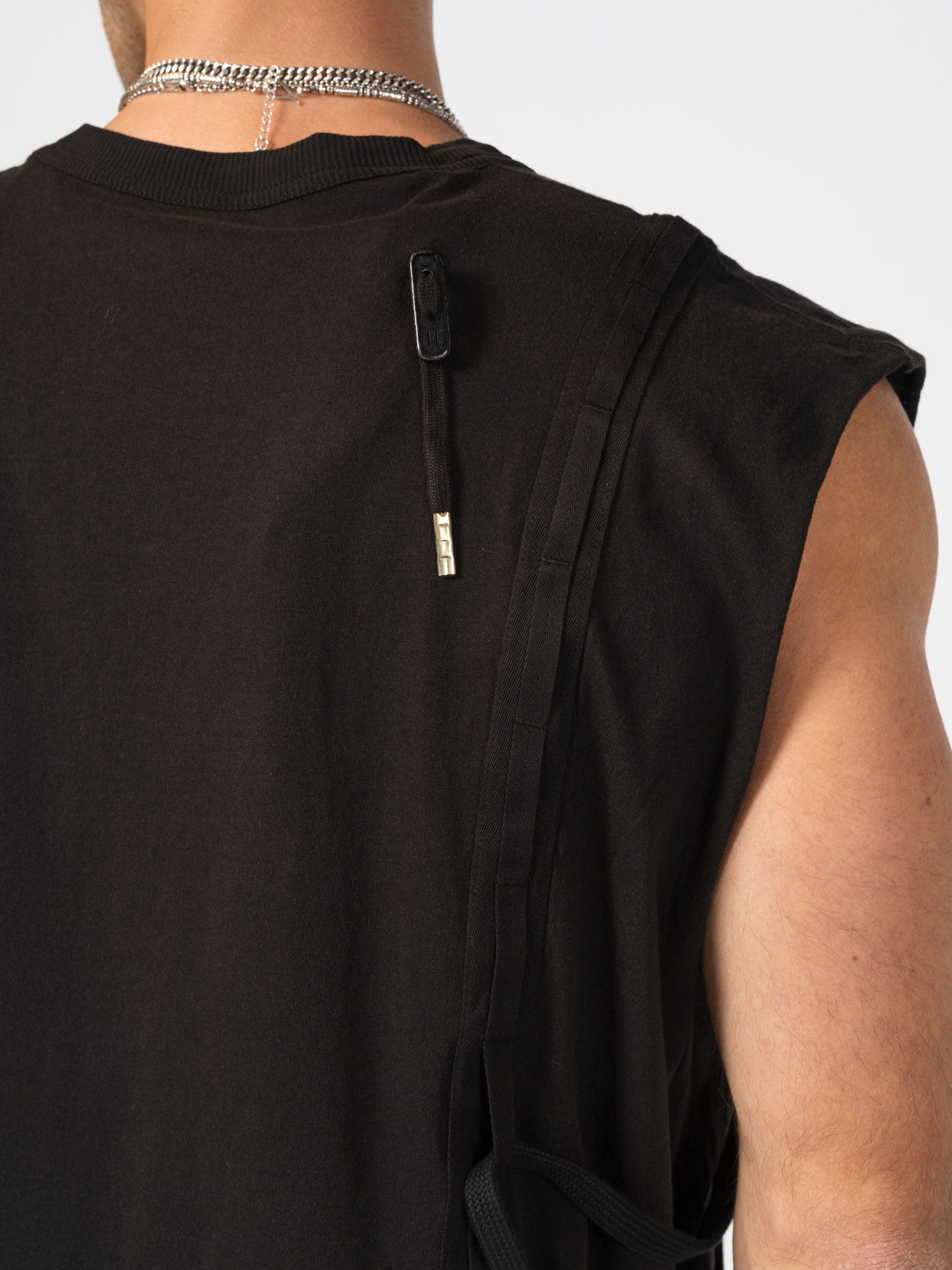 Sleeveless Top with Side Drawstrings