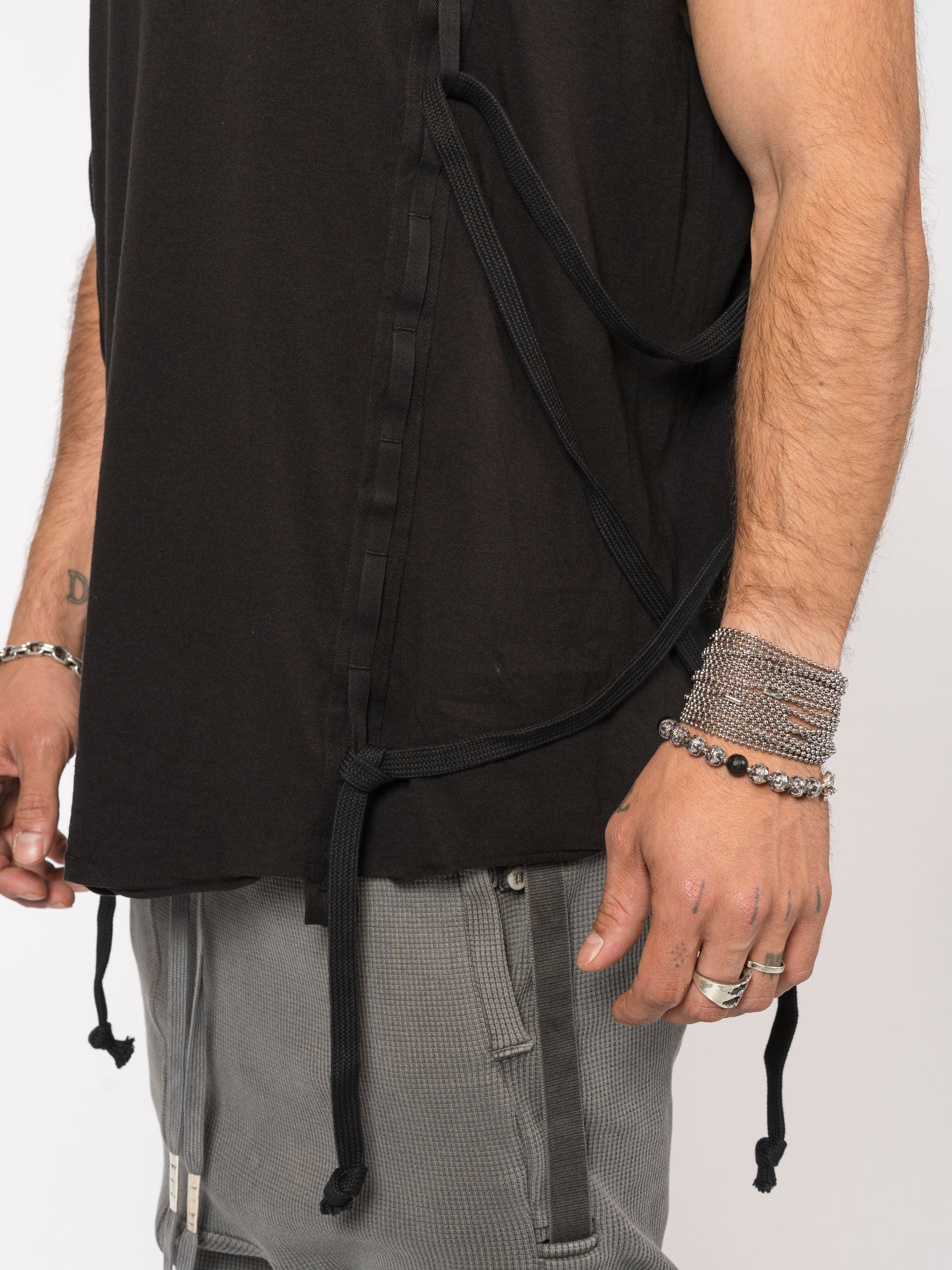 Sleeveless Top with Side Drawstrings