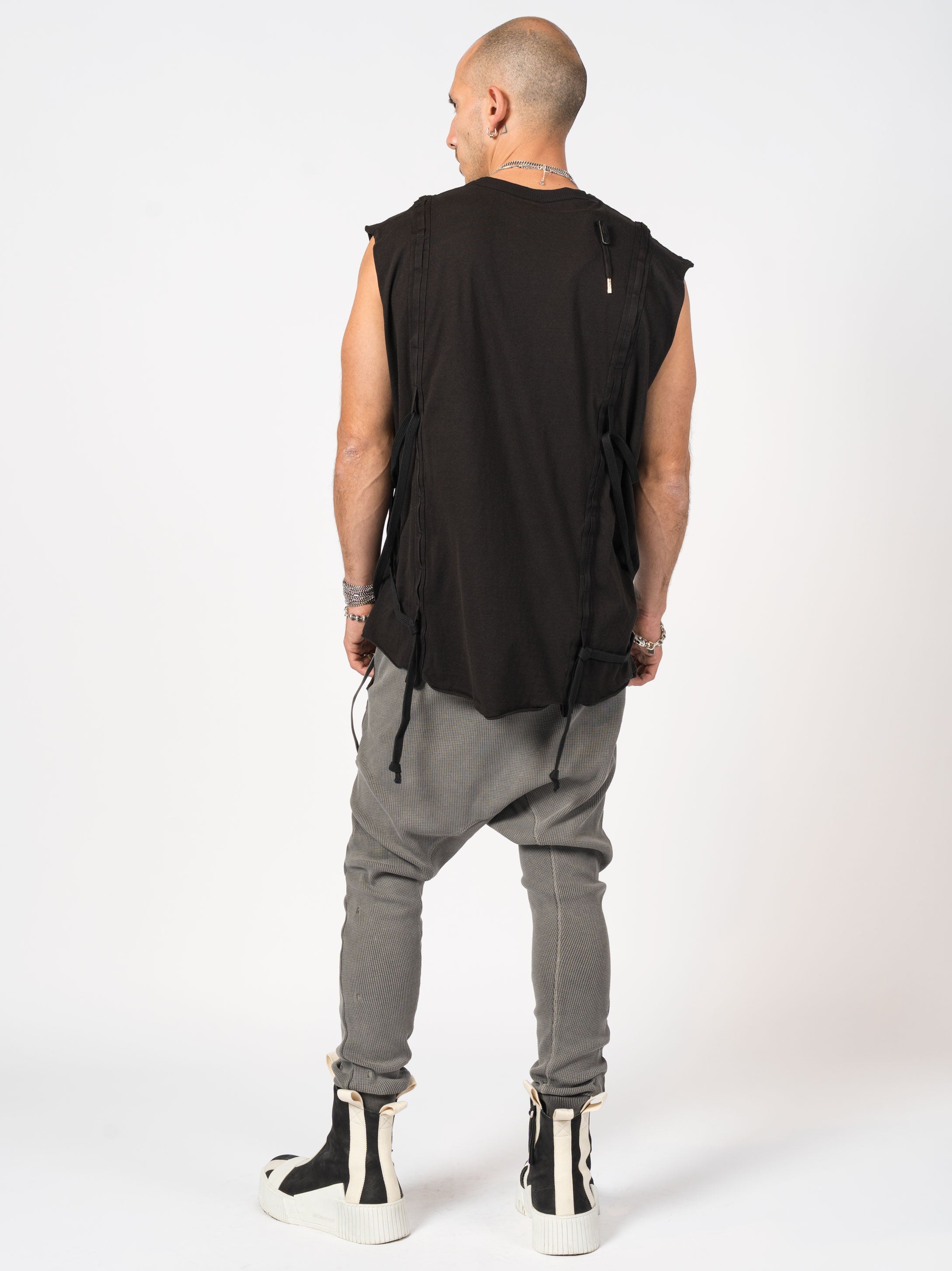 Sleeveless Top with Side Drawstrings