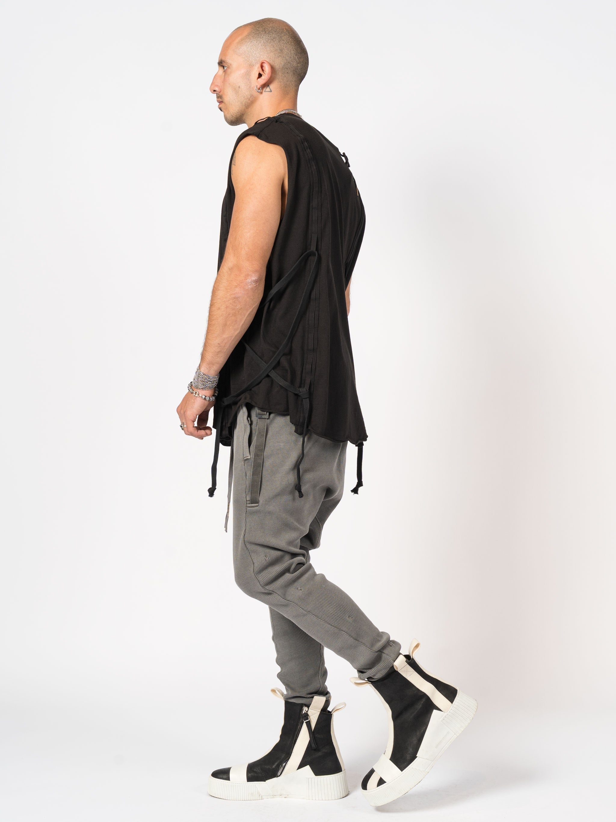 Sleeveless Top with Side Drawstrings
