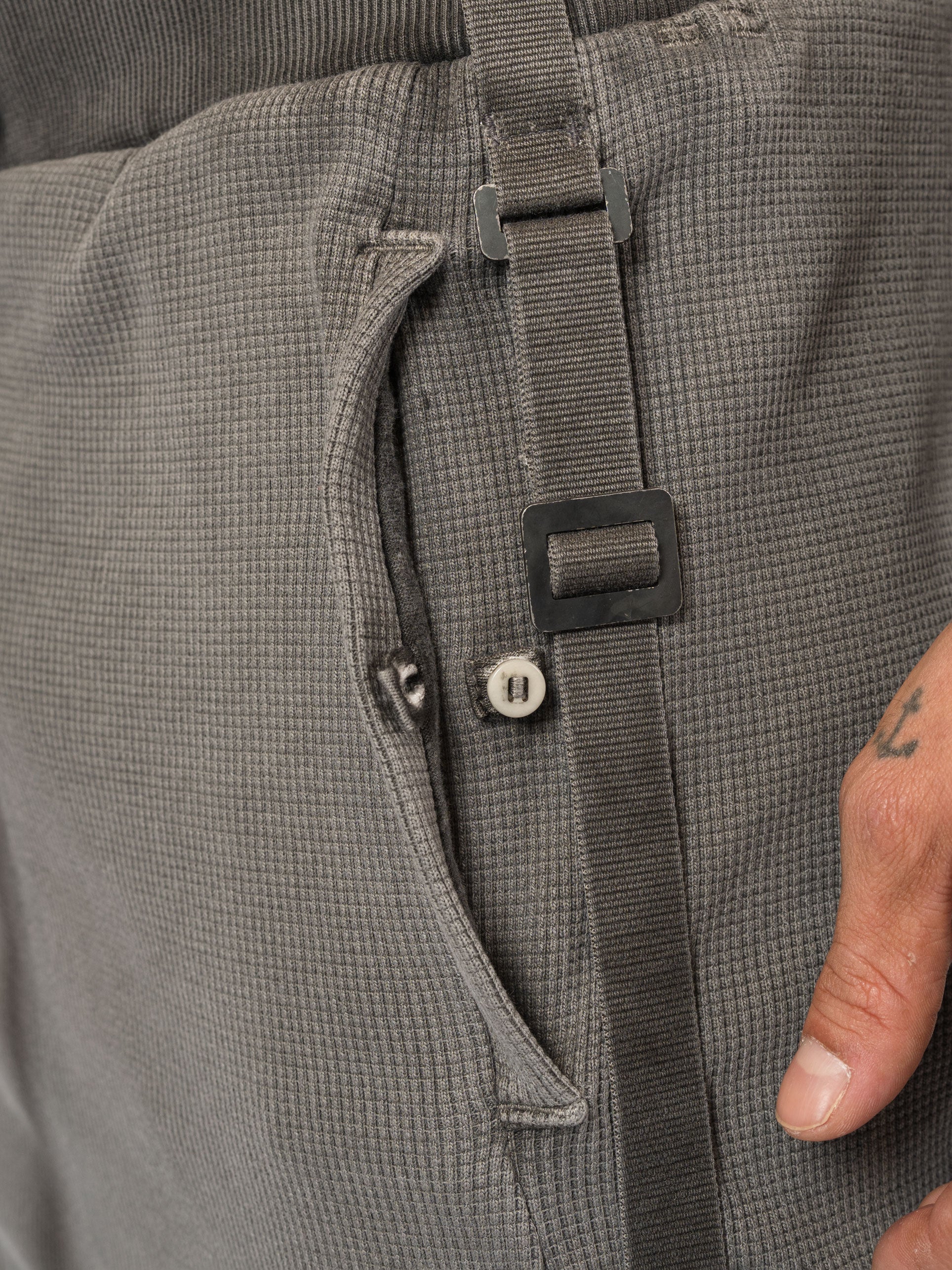 Dropped-Crotch Waffle Knit Jogger Pants - INN7