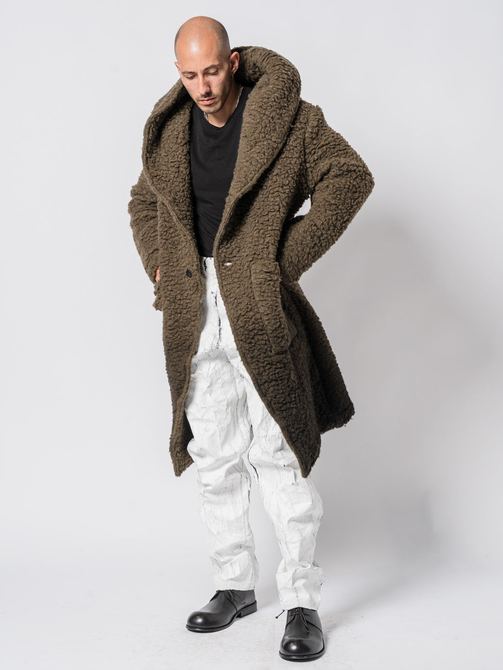 Hooded Bouclé Long Coat - INN7