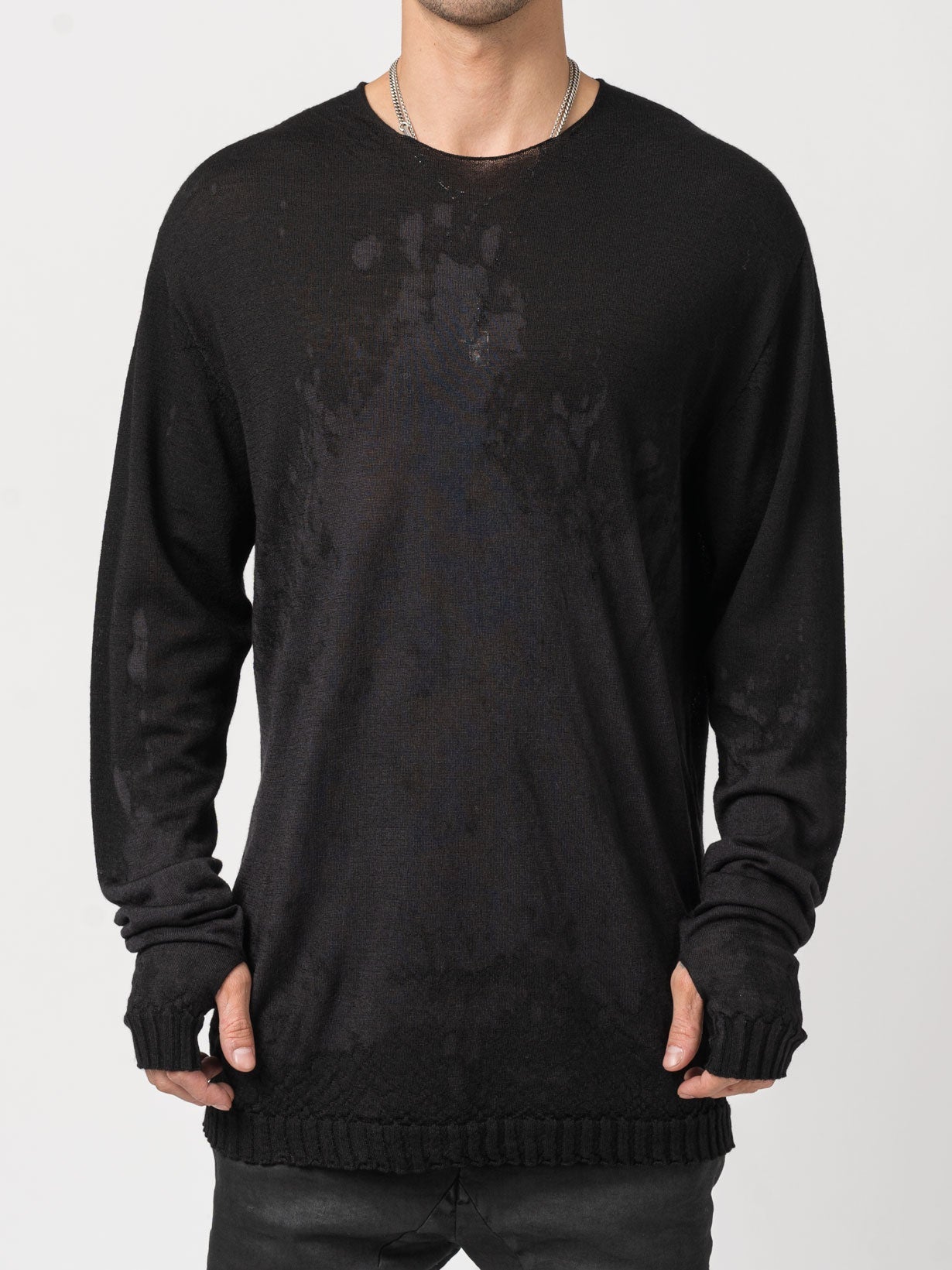 Brush Effect Thin Wool Sweater - INN7