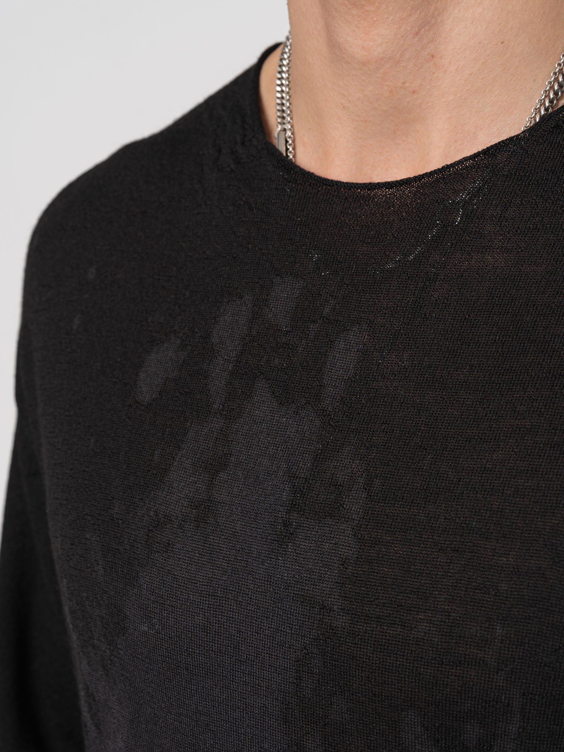 Brush Effect Thin Wool Sweater - INN7