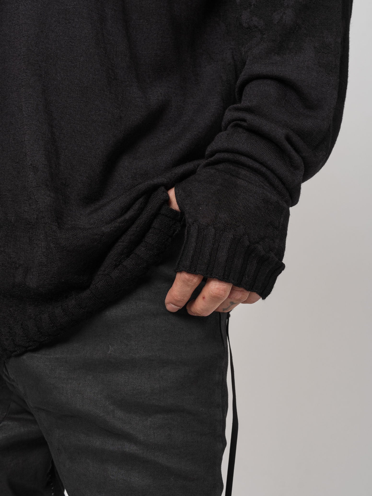 Brush Effect Thin Wool Sweater - INN7