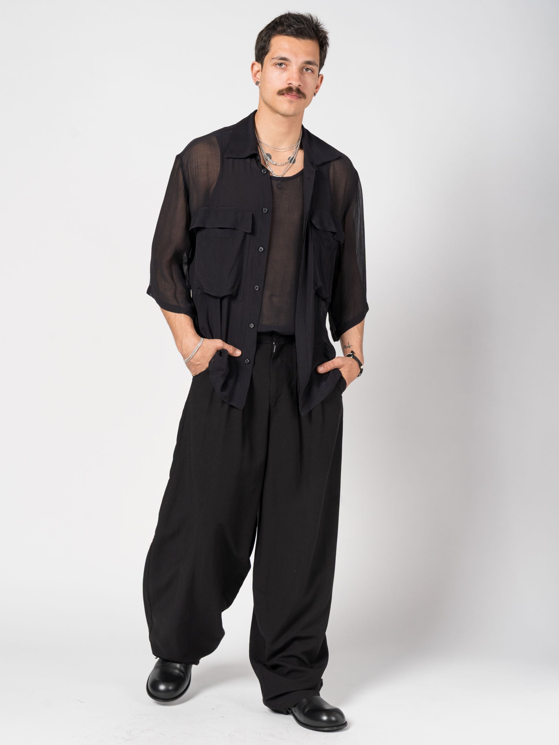 Lightweight Textured Button-Up Shirt - INN7