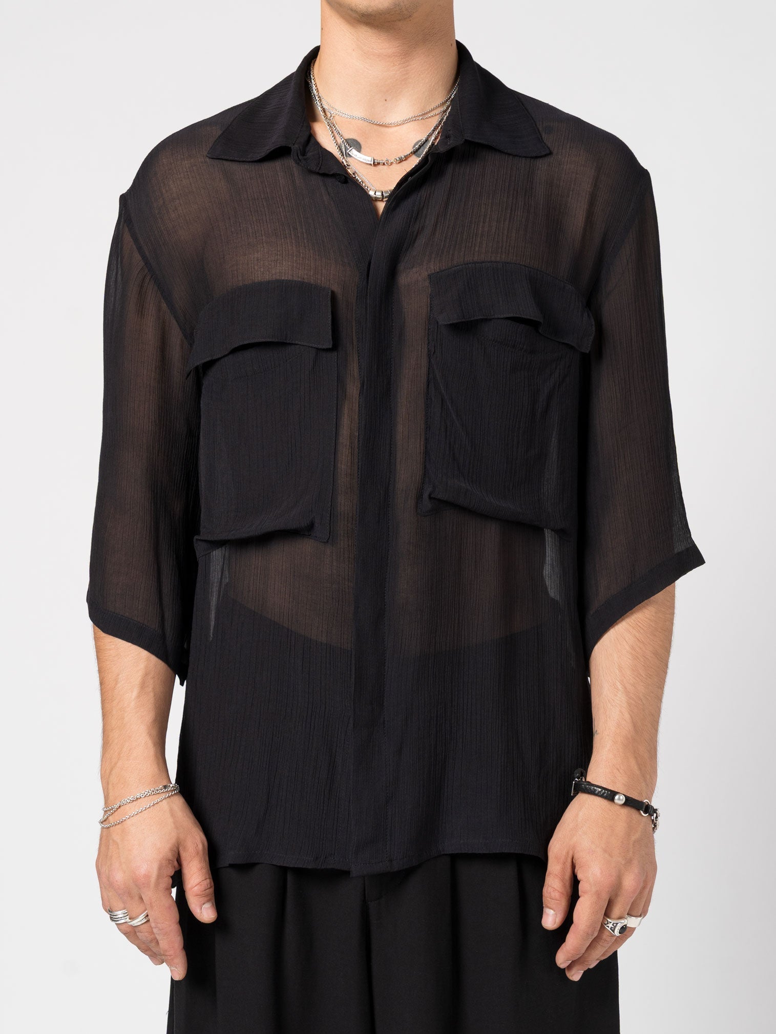 Lightweight Textured Button-Up Shirt - INN7