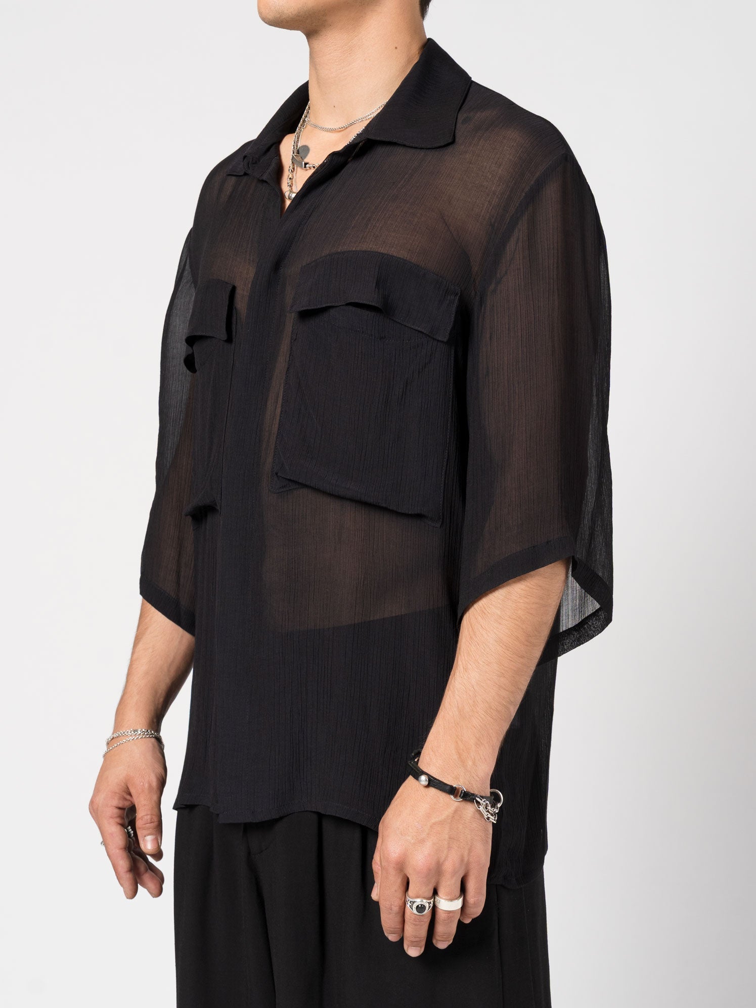 Lightweight Textured Button-Up Shirt - INN7