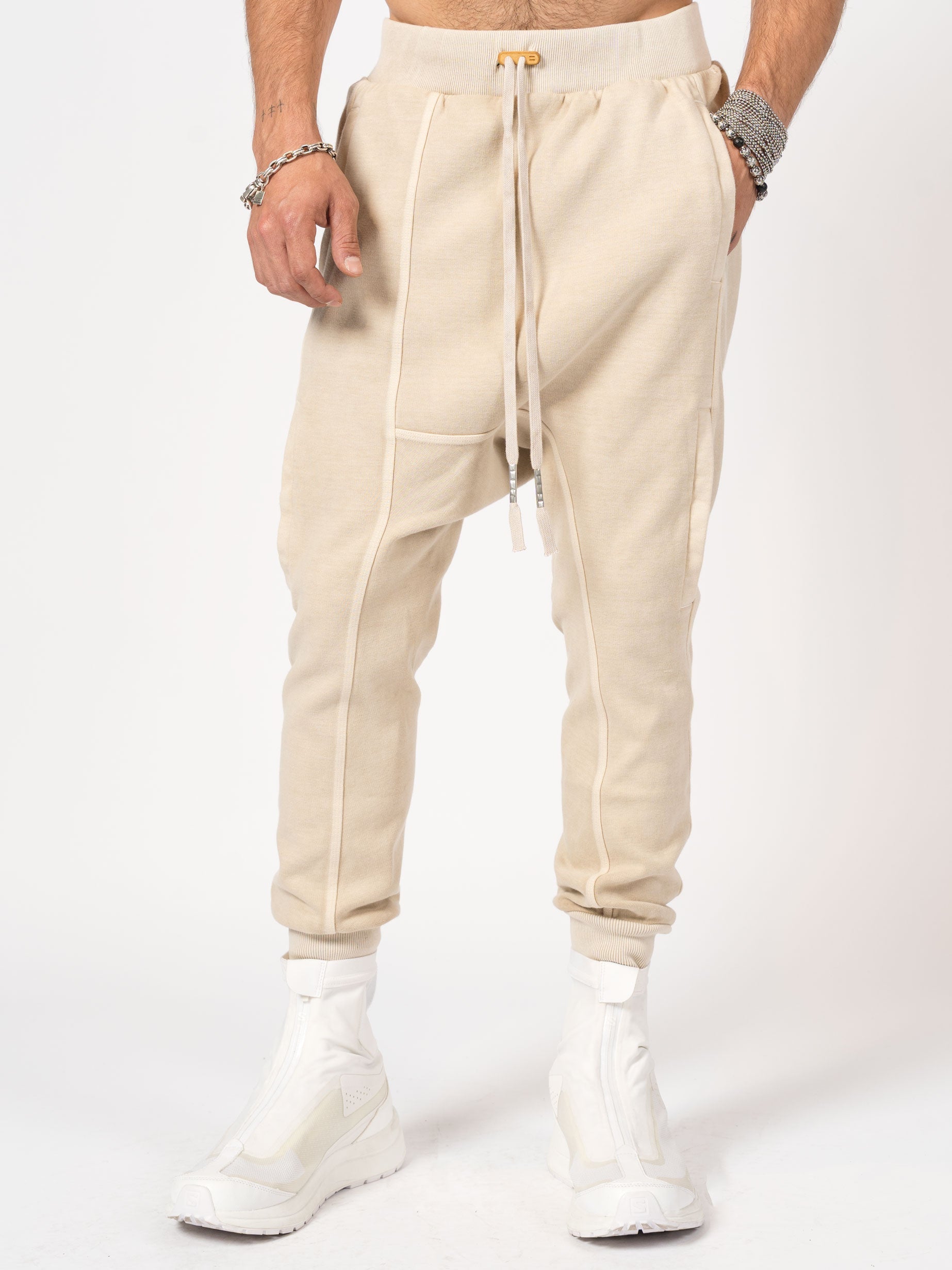 Dropped-Crotch Fleece Jogger Pants - INN7