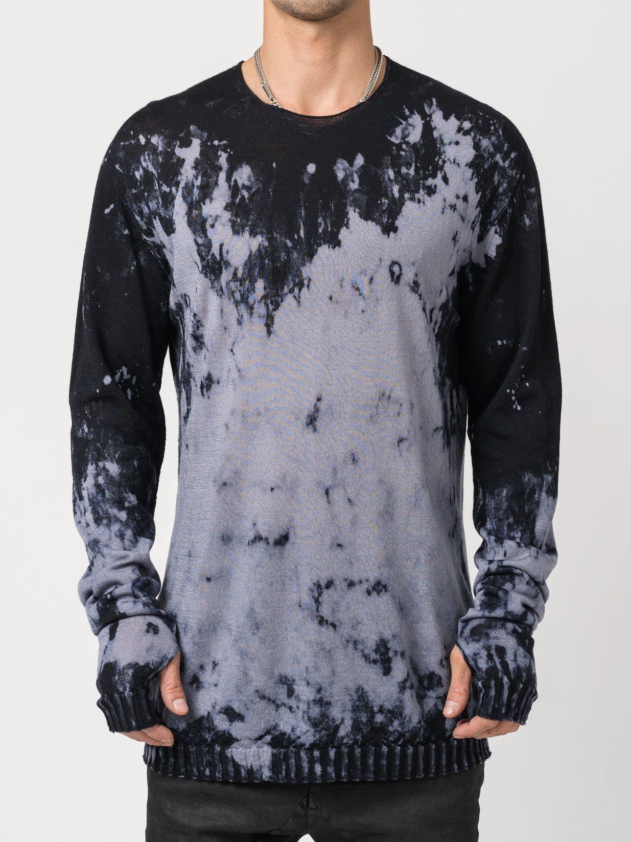 Brush Effect Thin Wool Sweater - INN7