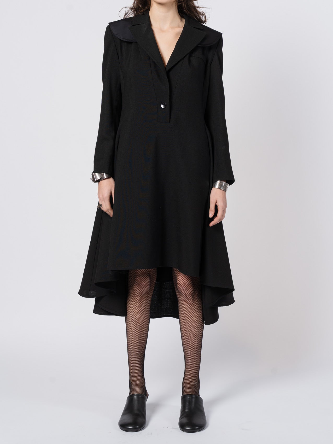 Wool and Mikado Satin Tailored Dress