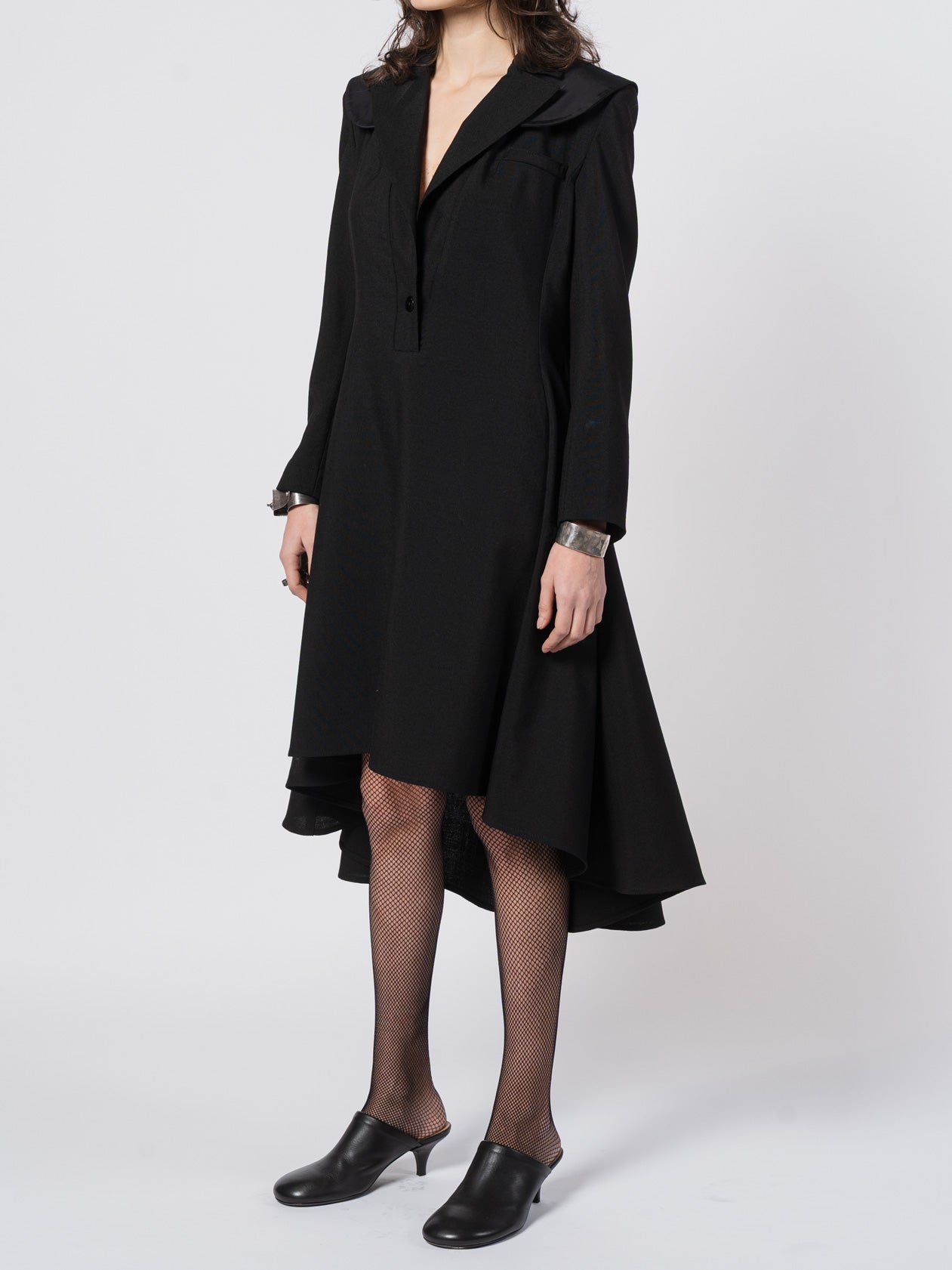 Wool and Mikado Satin Tailored Dress
