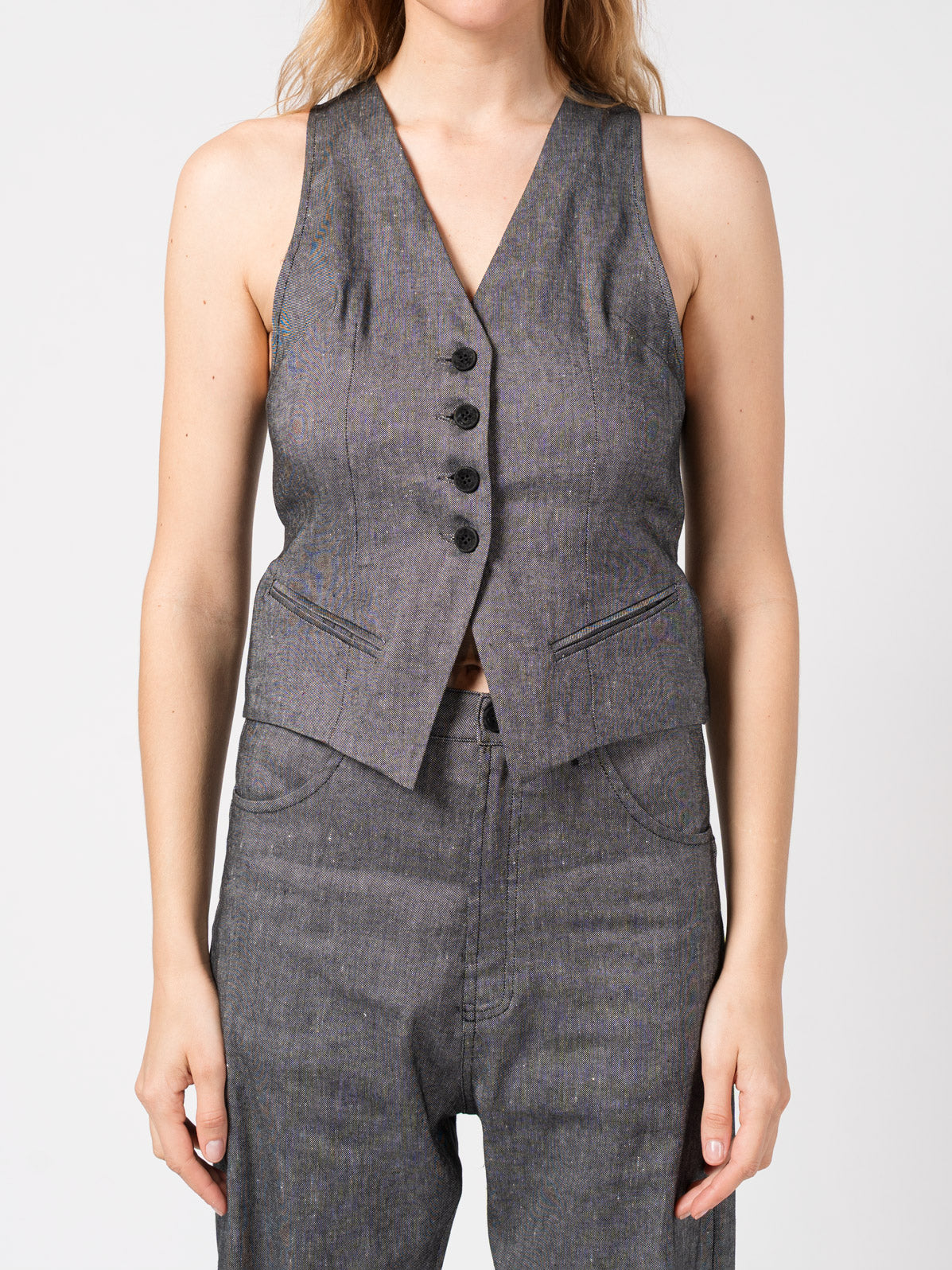 Tailored Linen-Blend Vest - INN7