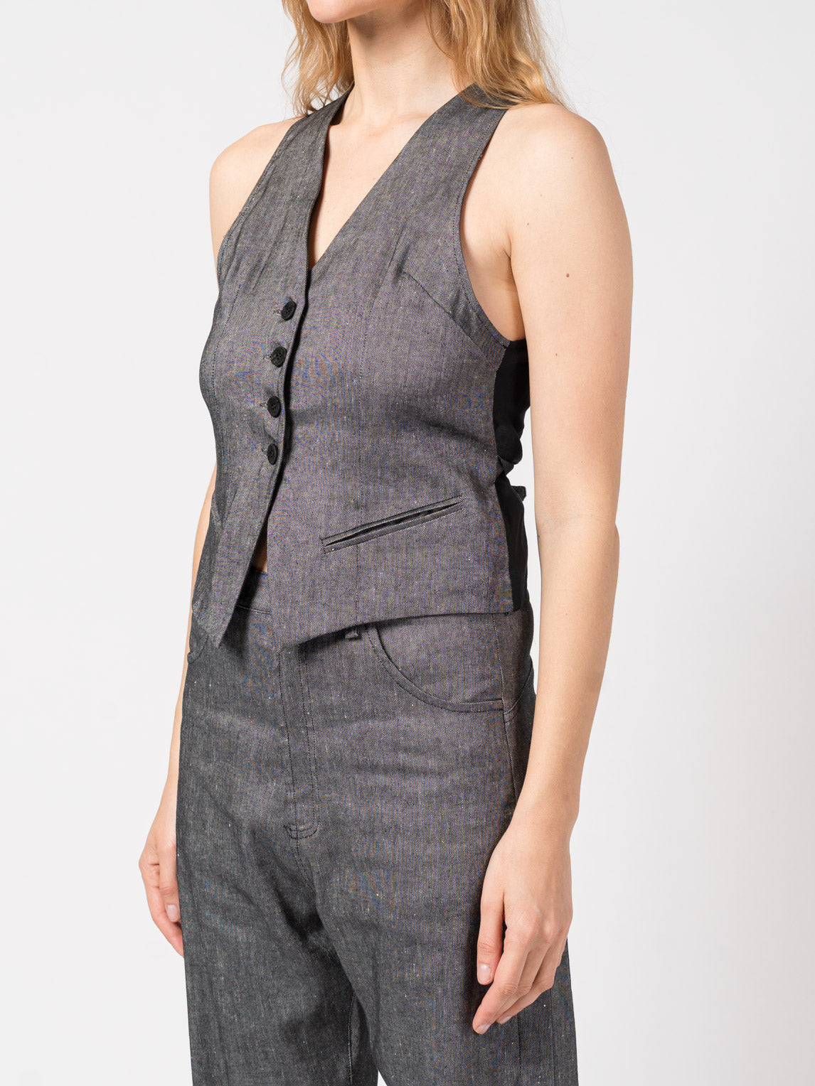 Tailored Linen-Blend Vest