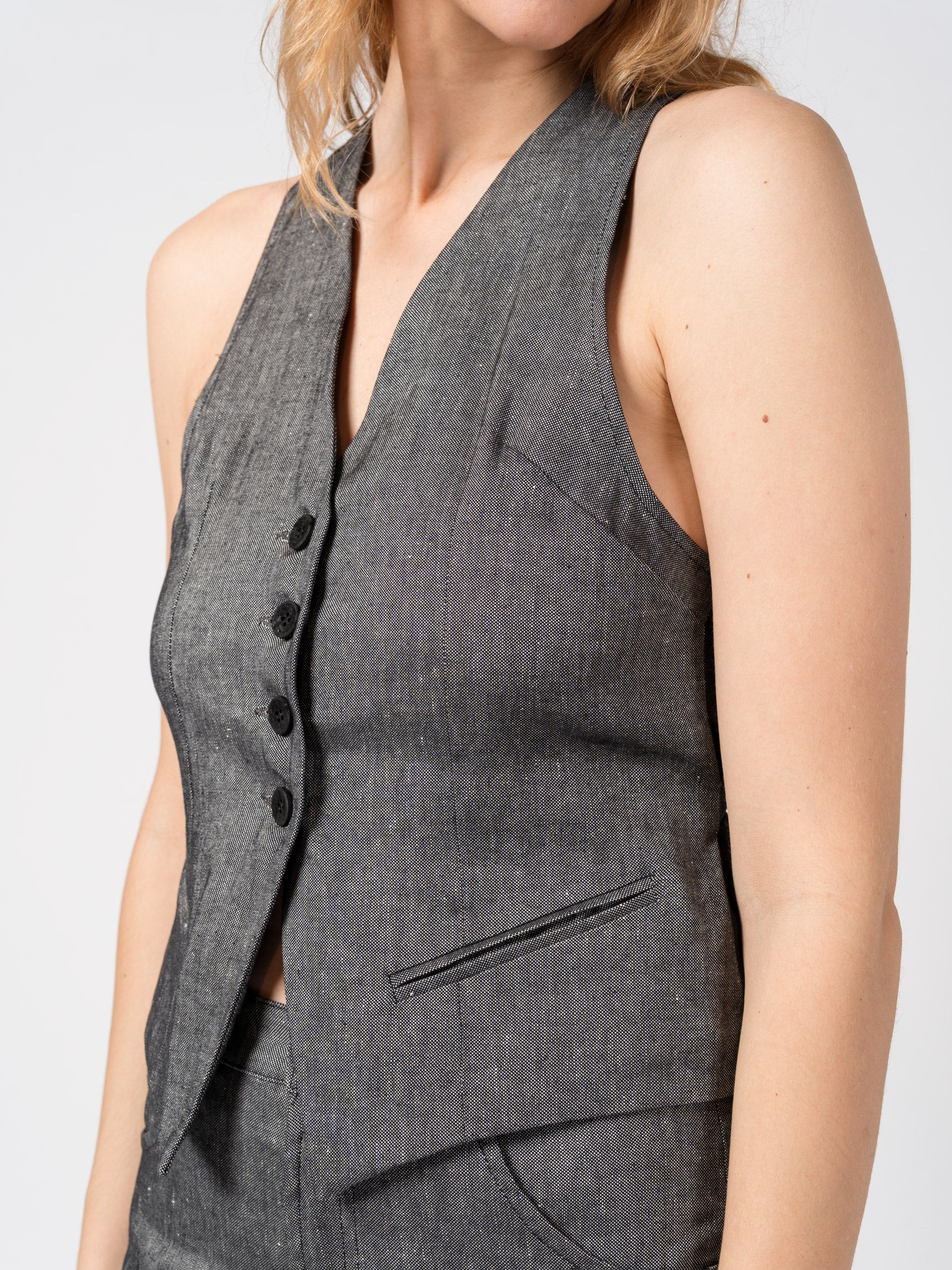 Tailored Linen-Blend Vest