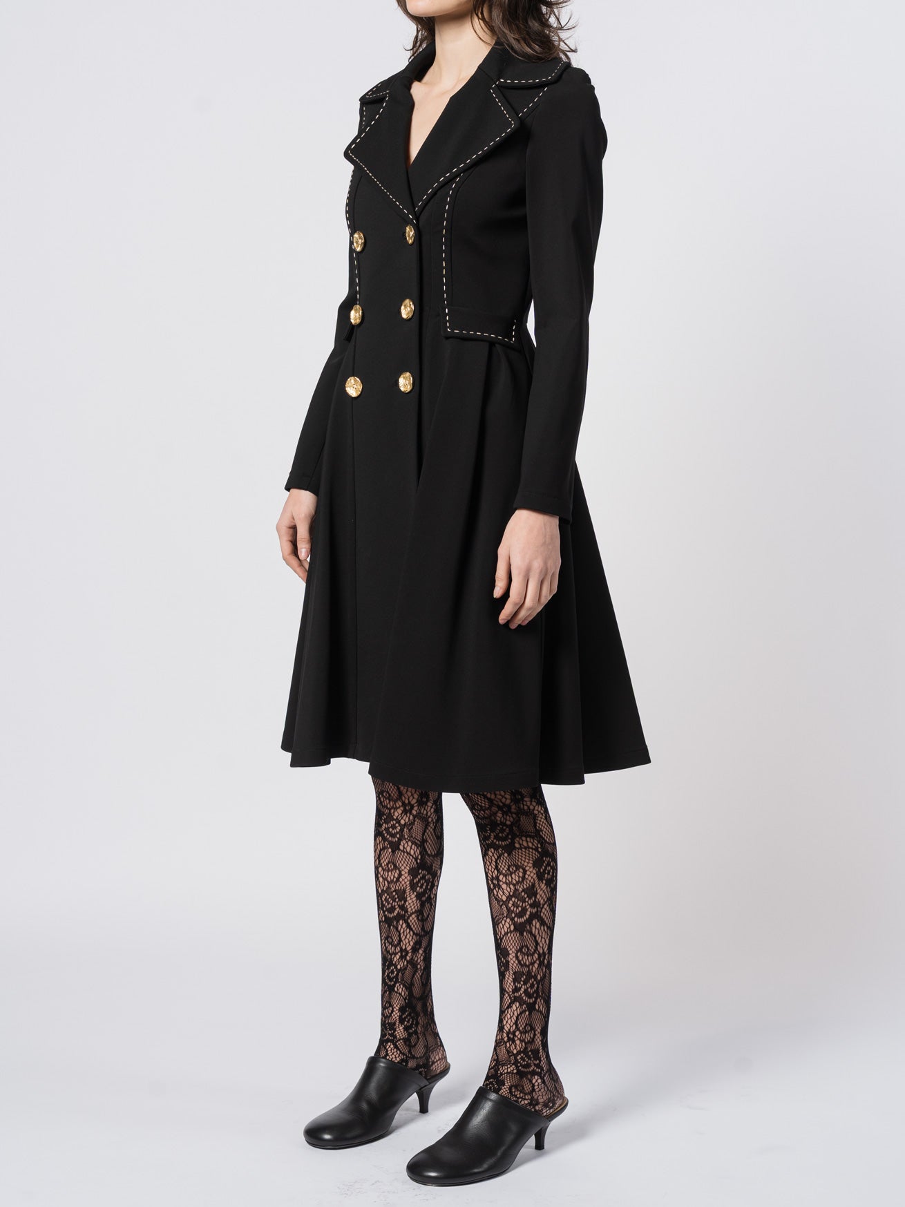 Tailored Double-Breasted Long Coat