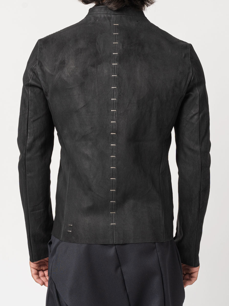 Black Textured Leather Jacket - INN7