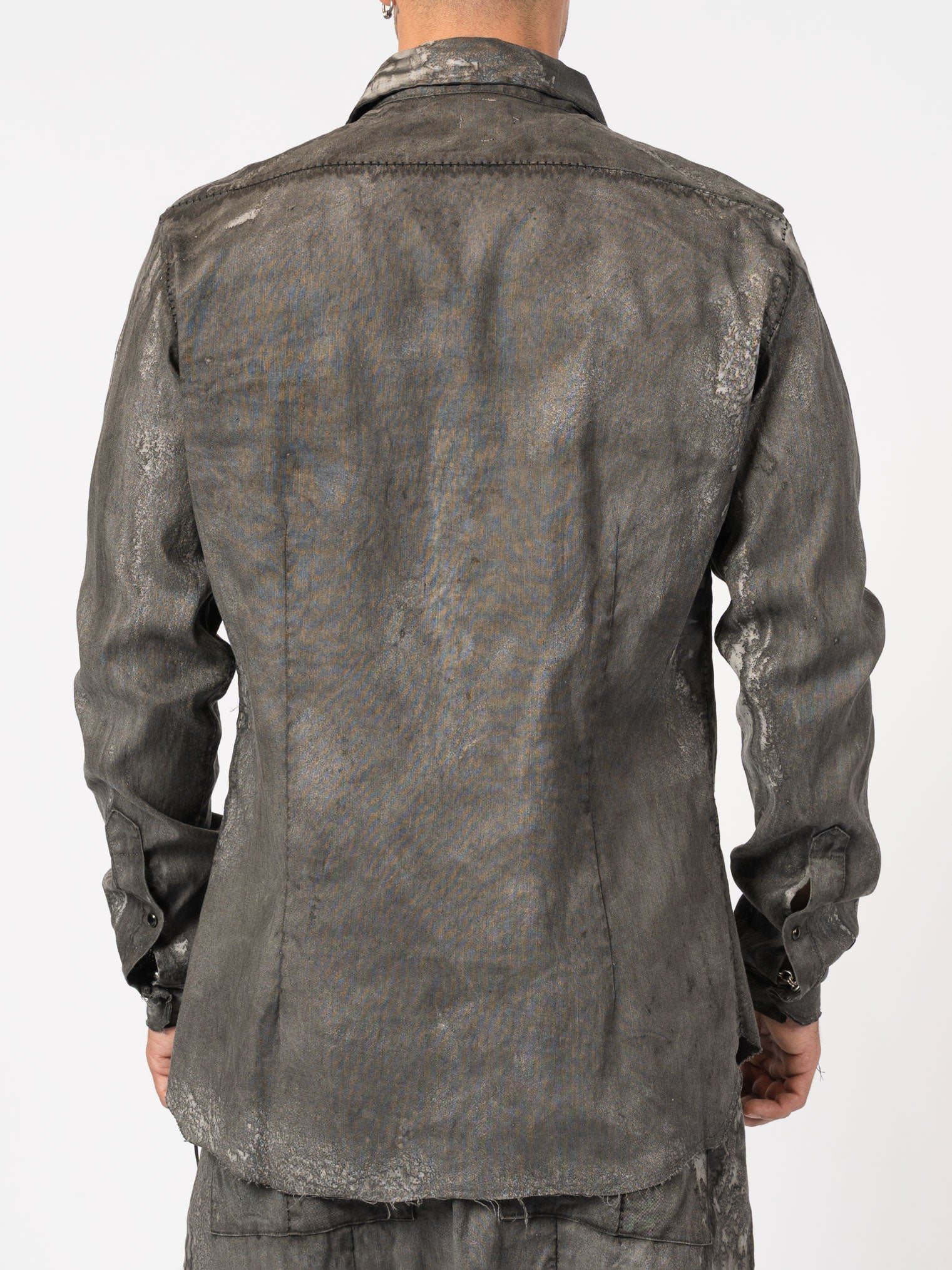 Distressed Linen Blend Shirt