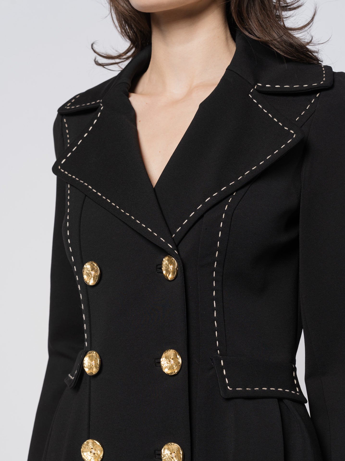 Tailored Double-Breasted Long Coat