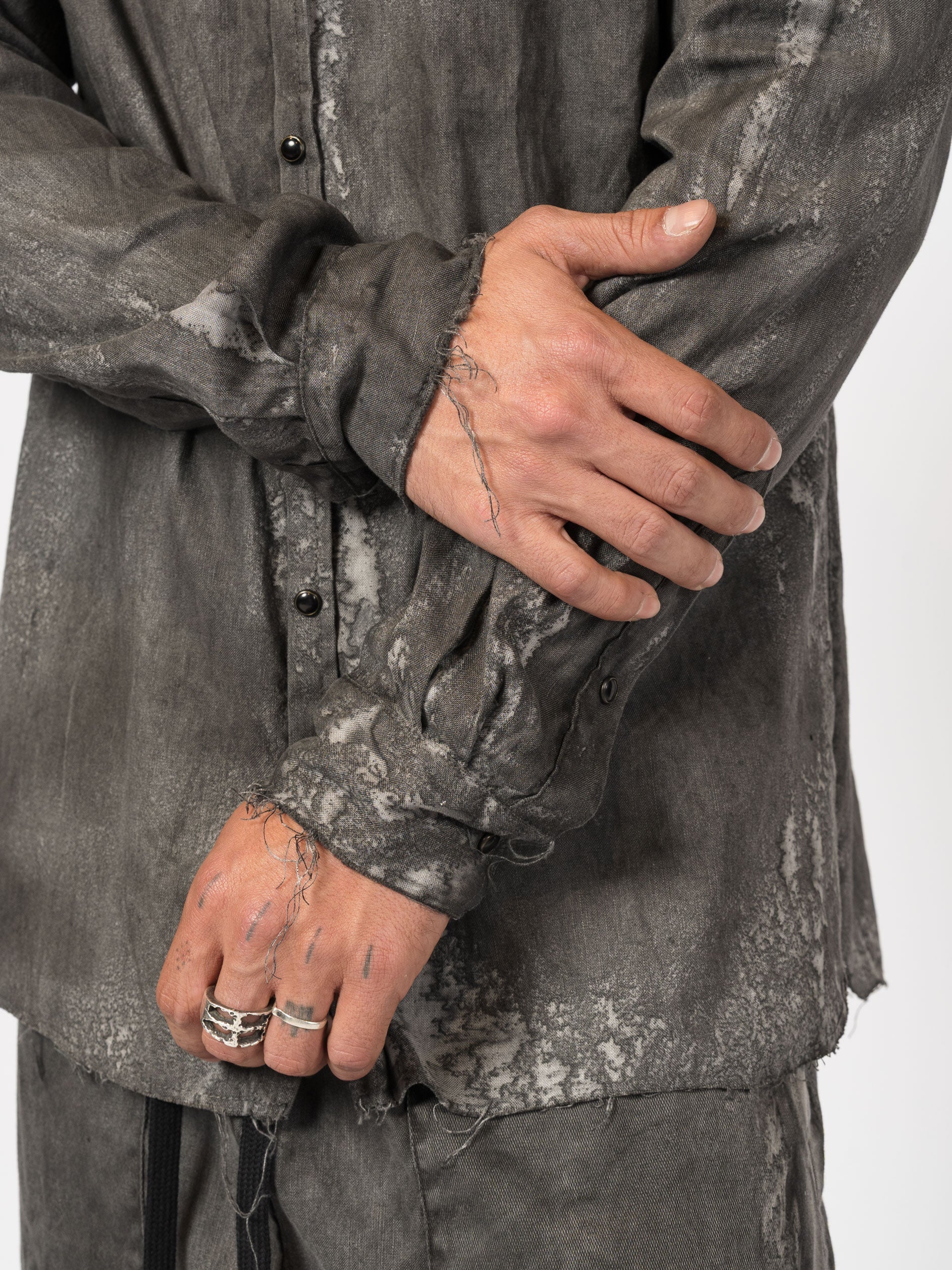 Distressed Linen Blend Shirt
