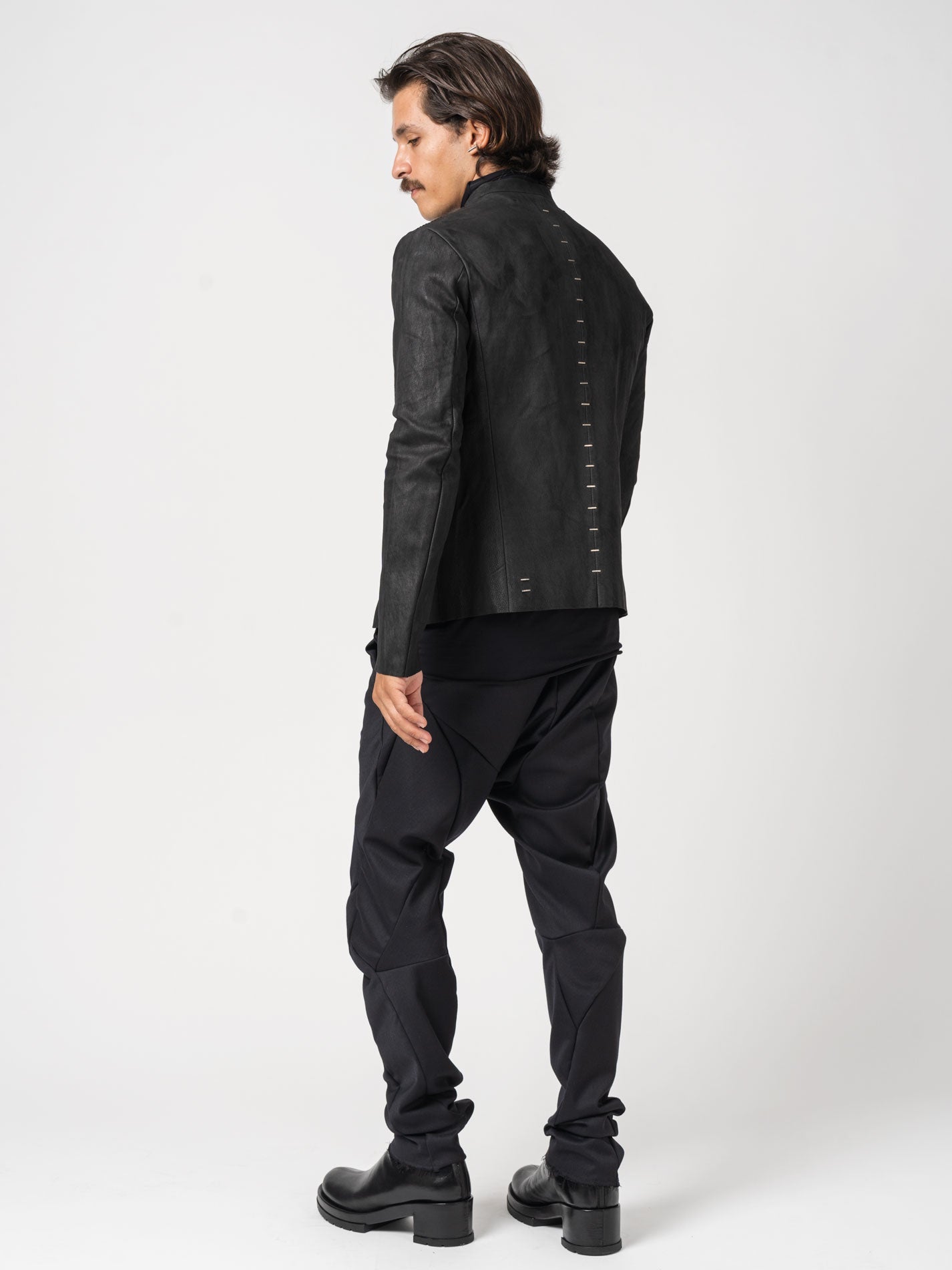 Black Textured Leather Jacket - INN7