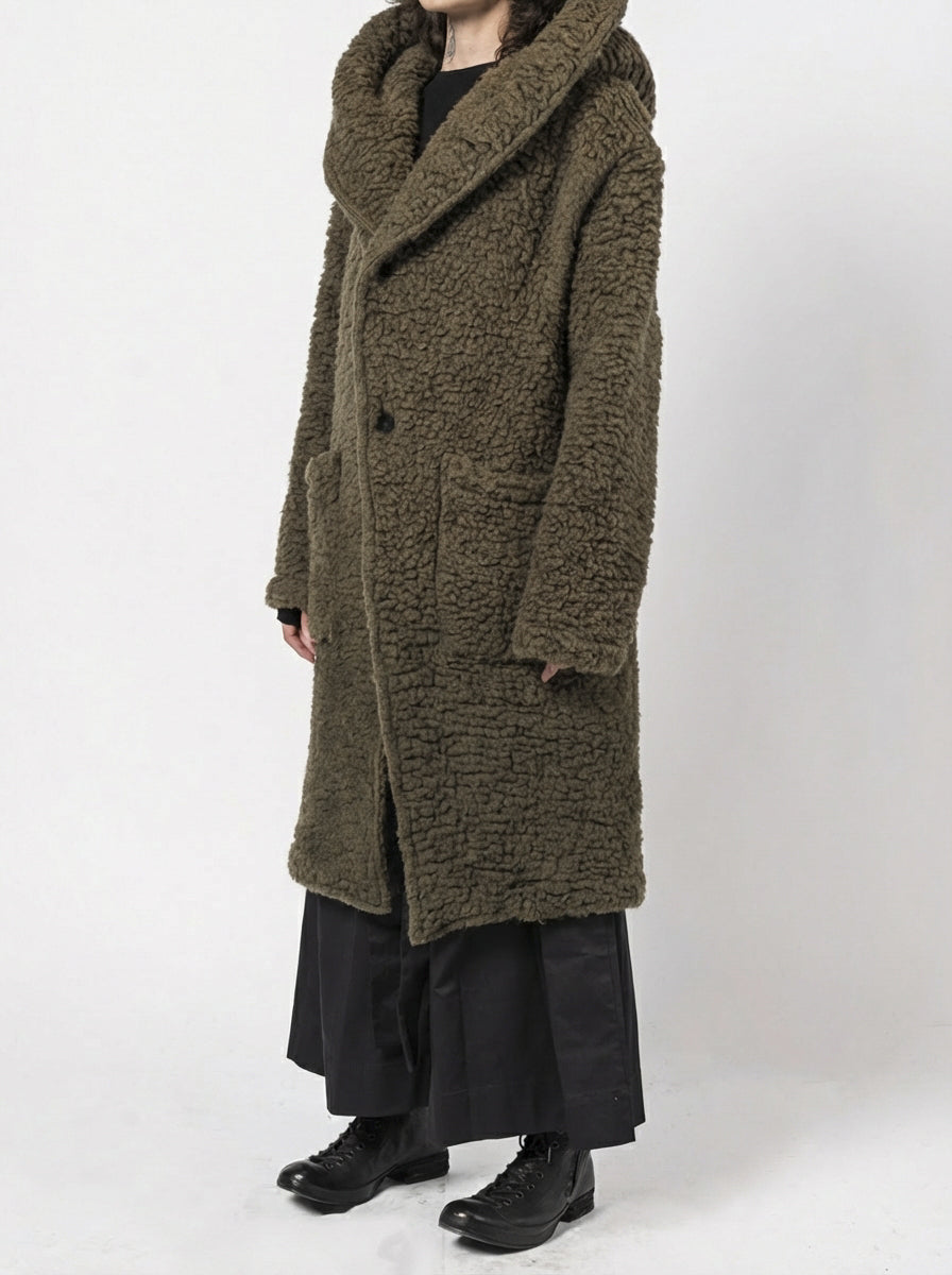 Wool-Blend Hooded Coat